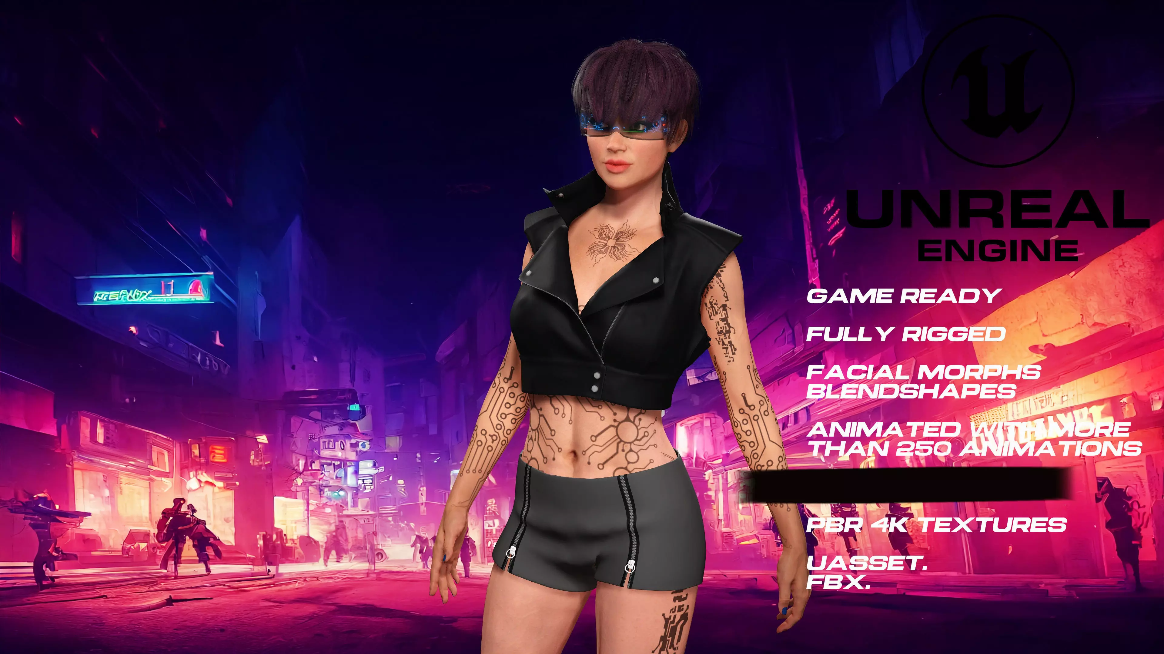CyberGirl full rigged - game ready - animated Low-poly 3D model_0