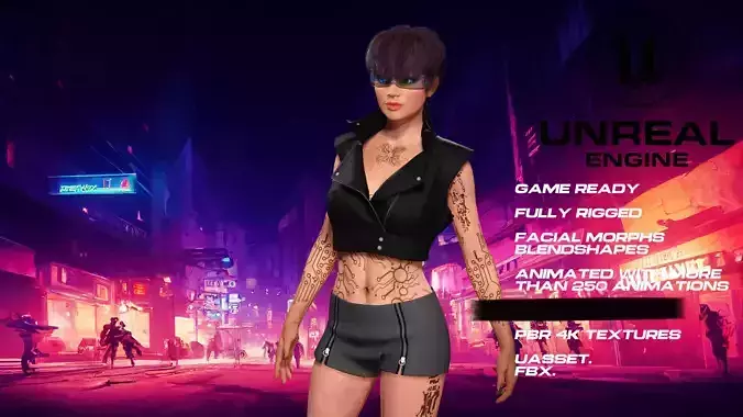 CyberGirl full rigged - game ready - animated