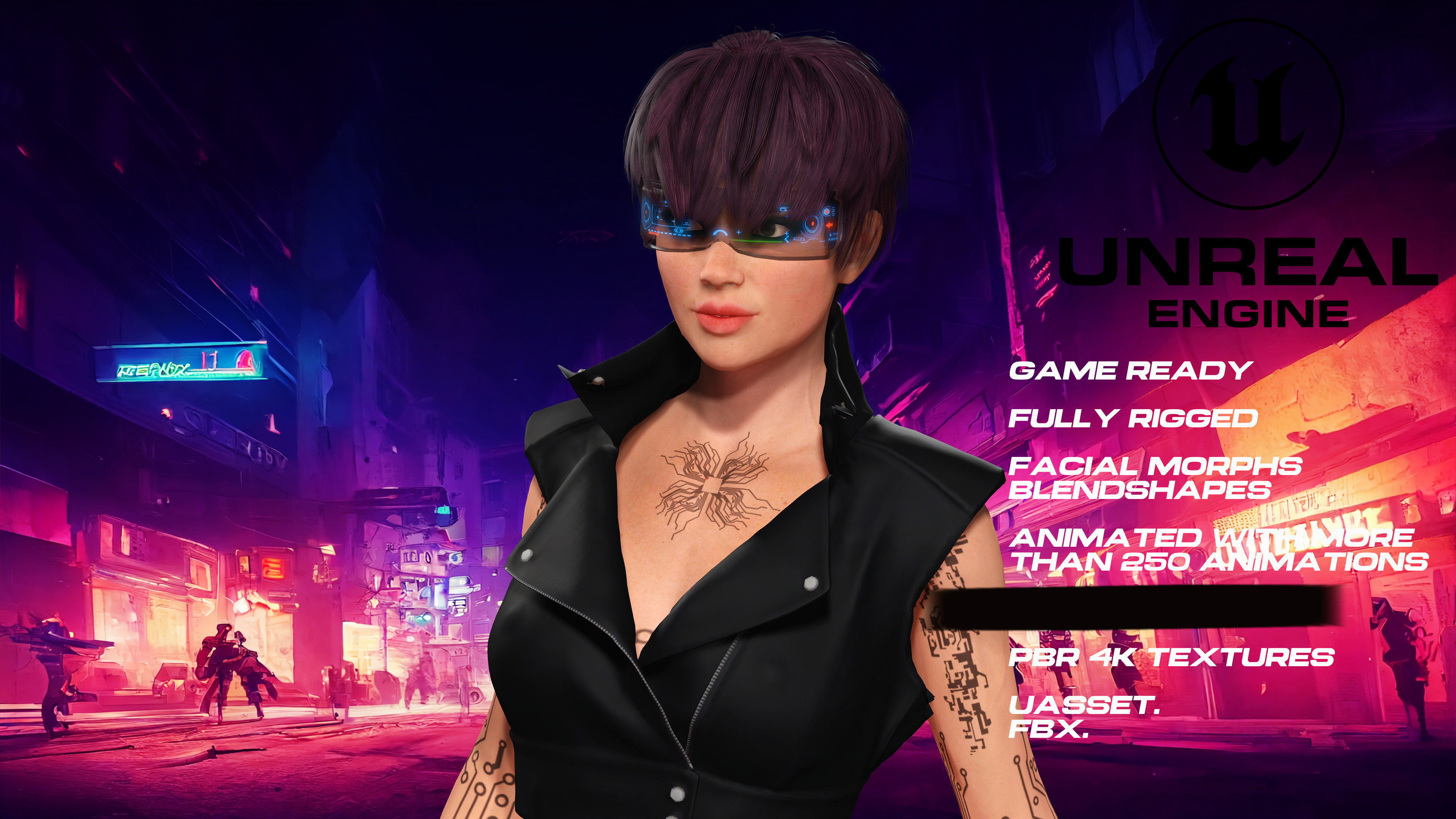 CyberGirl full rigged - game ready - animated Low-poly 3D model_1