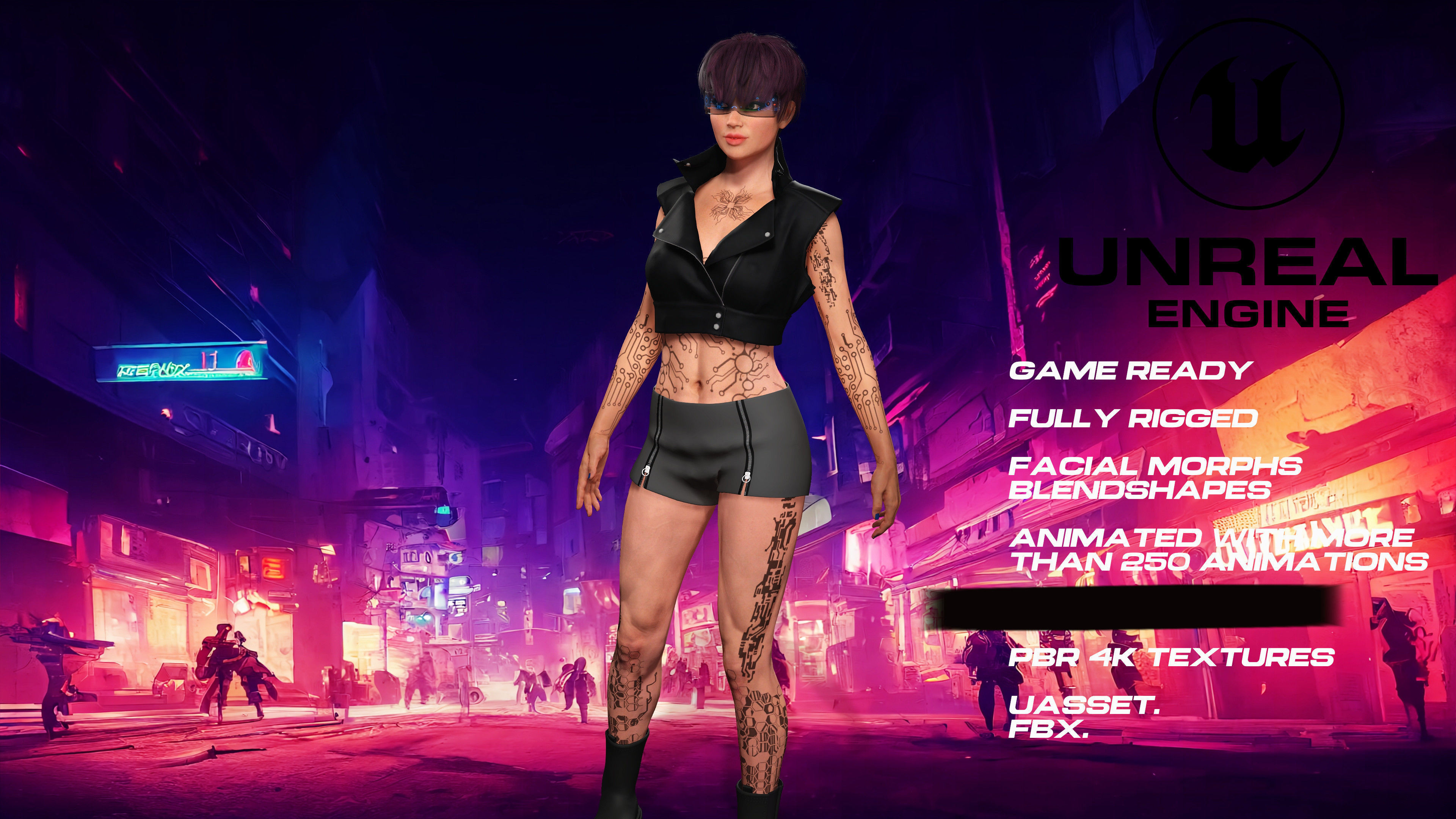 CyberGirl full rigged - game ready - animated Low-poly 3D model_4