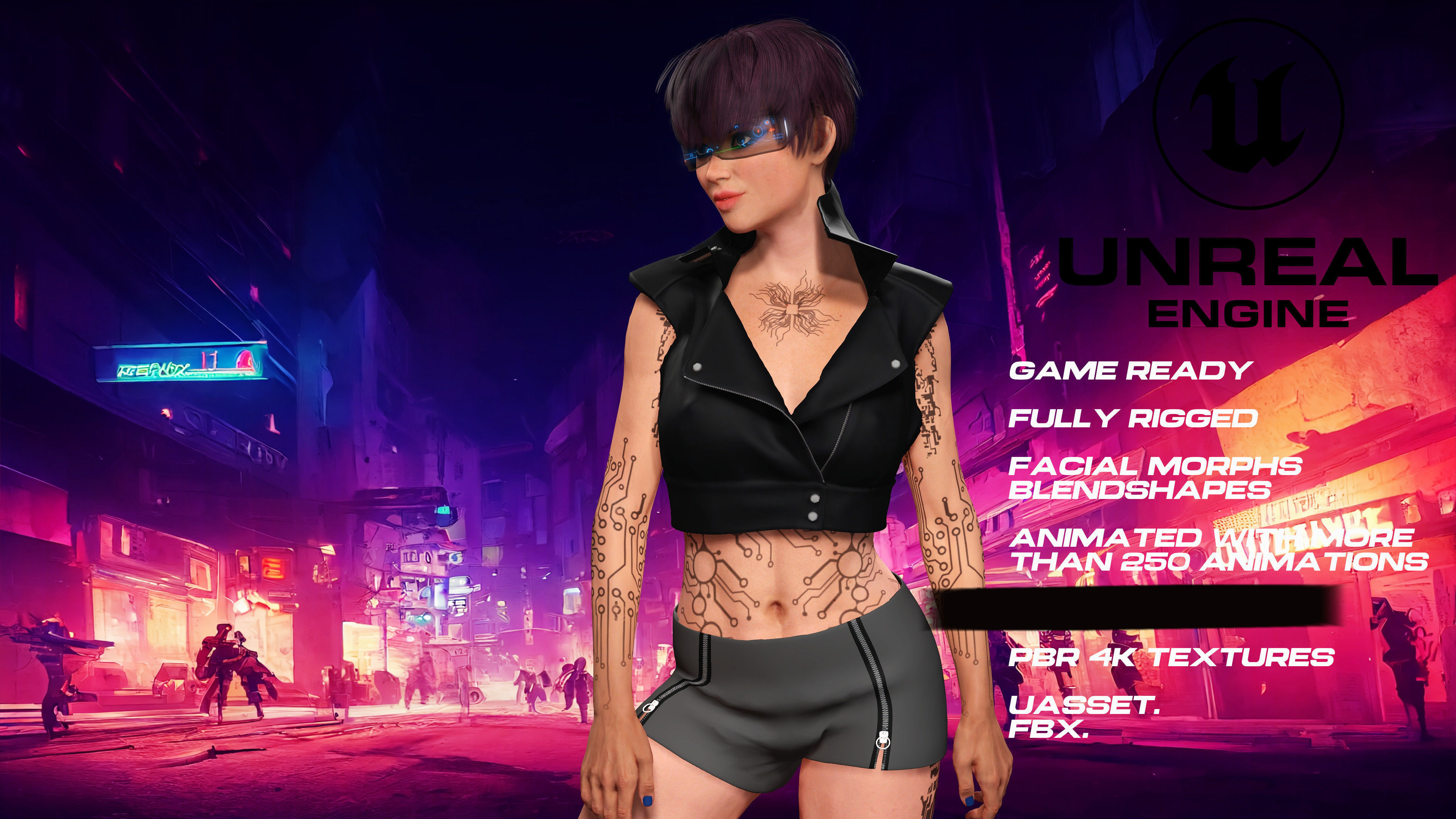 CyberGirl full rigged - game ready - animated Low-poly 3D model_2