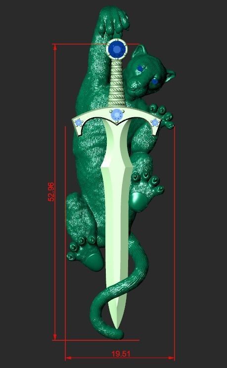 PANTHER PENDANT WITH A SWORD Printable Model 3D print model_1