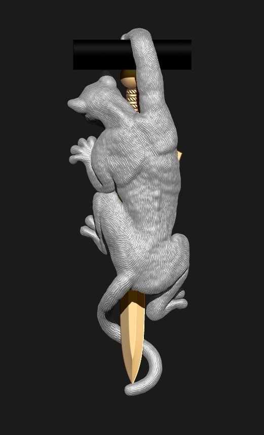 PANTHER PENDANT WITH A SWORD Printable Model 3D print model_6