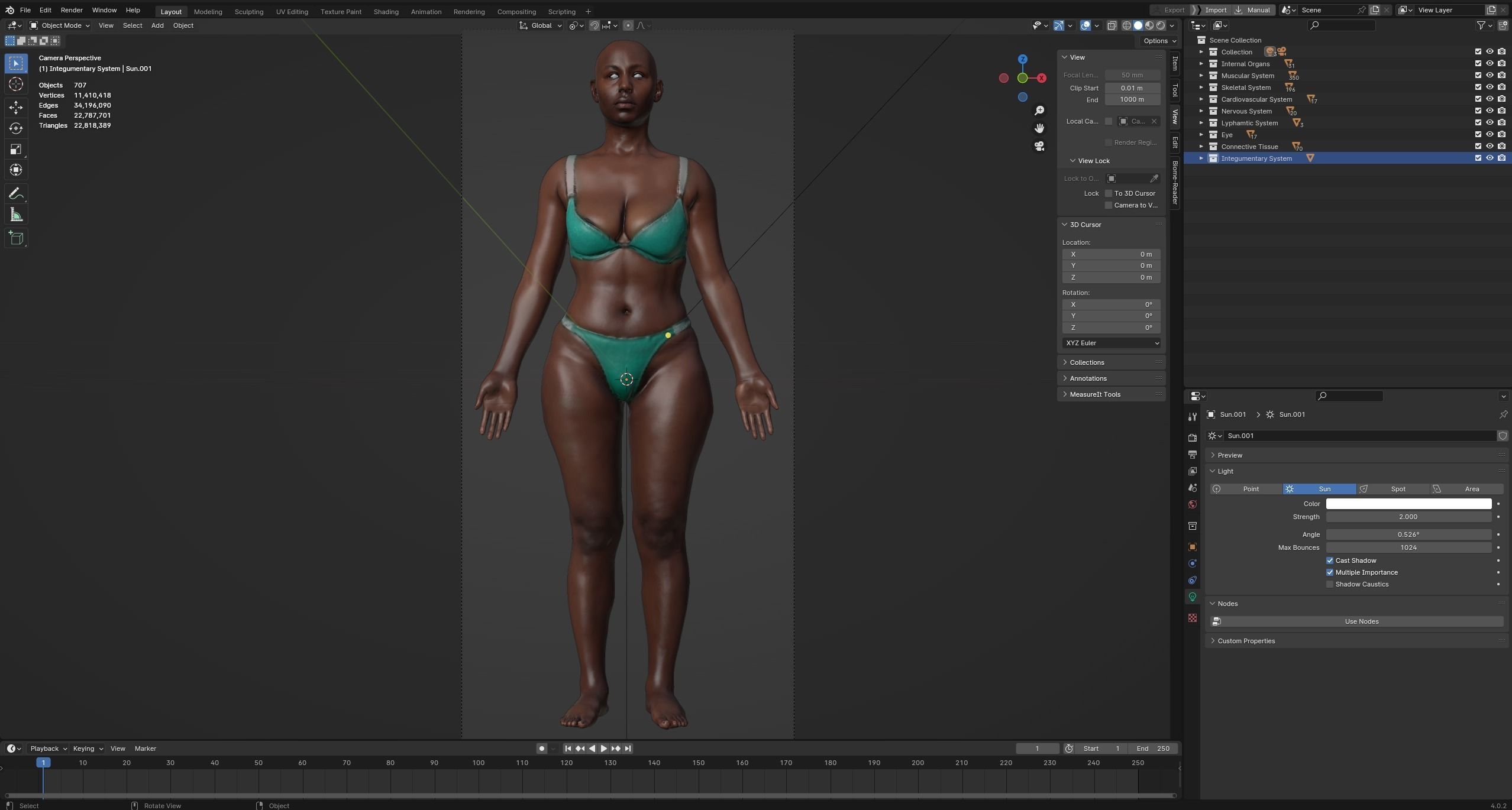 Black White Skinny Male Female Complete Anatomy Pack 3D Model Collection_40