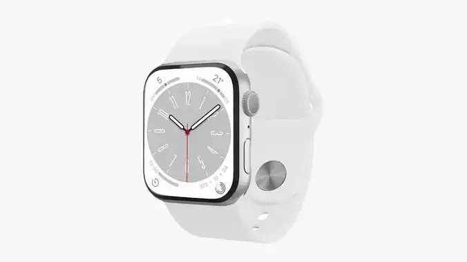 Apple Watch Series 8 Sport Band Silver Color 3D Model