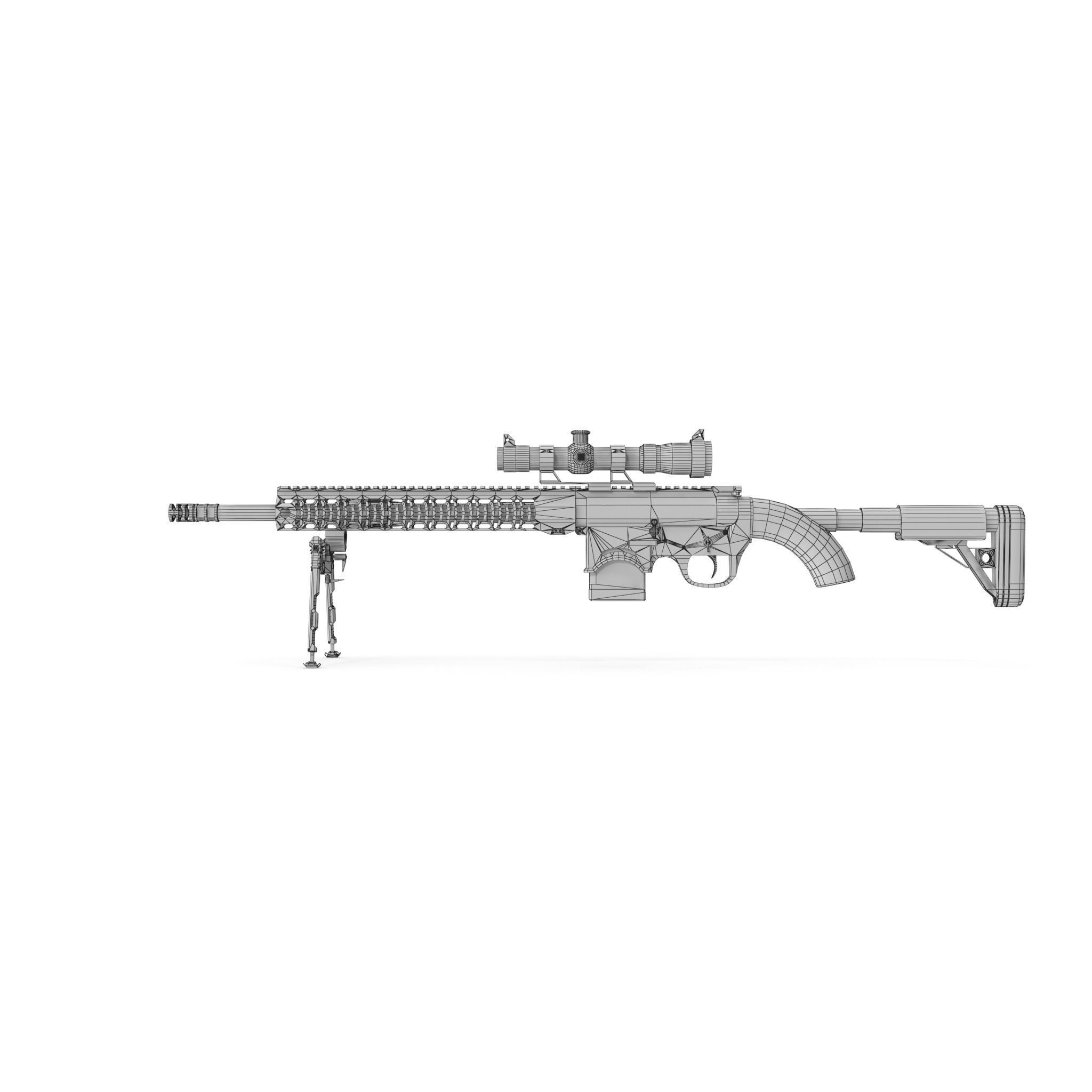 Sniper Rifle 1 Used Low-poly 3D model_16