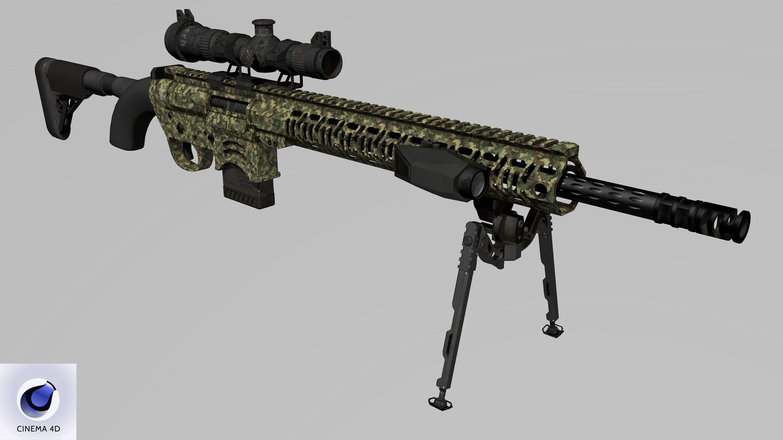 Sniper Rifle 1 Used Low-poly 3D model_23