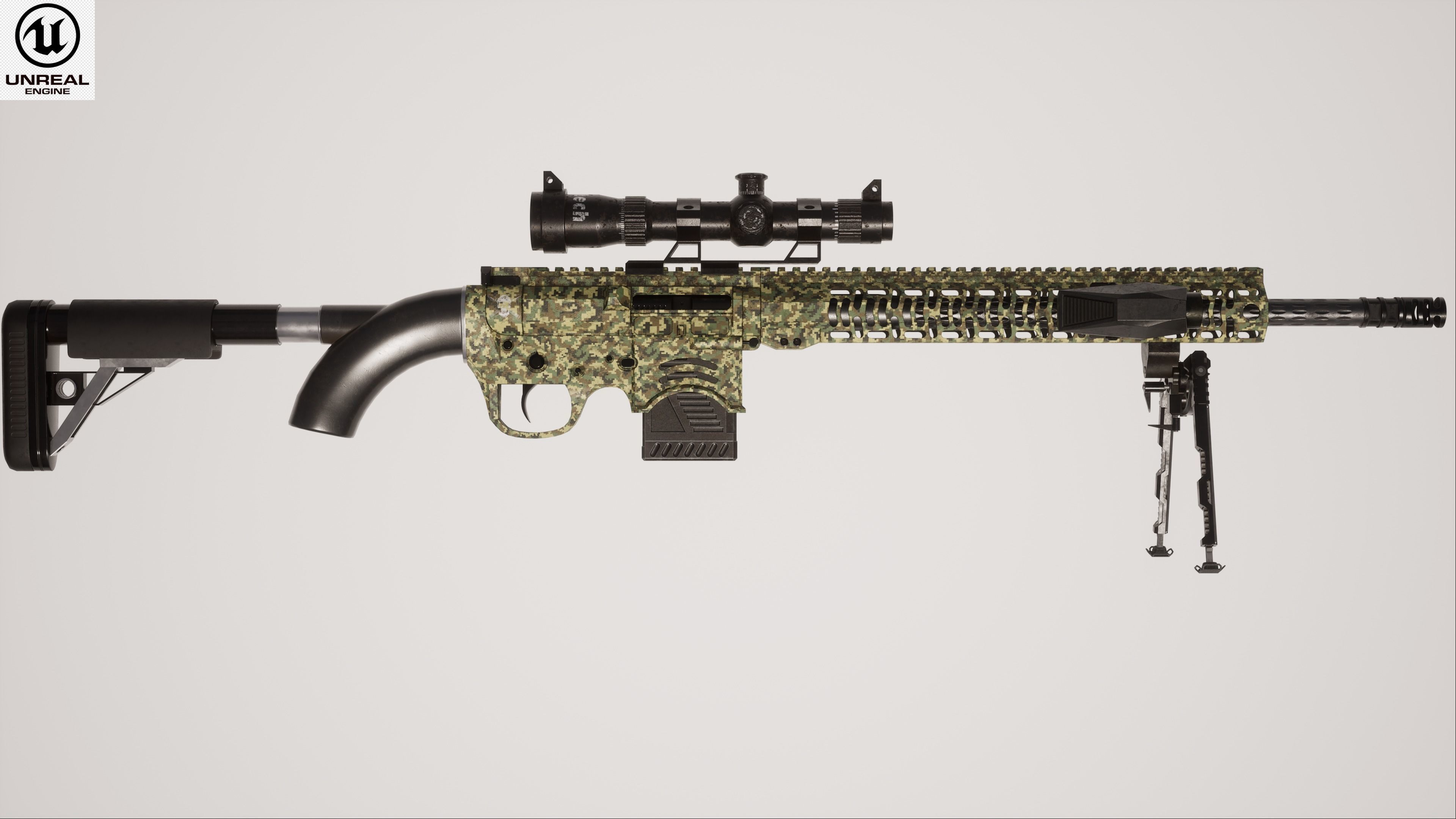 Sniper Rifle 1 Used Low-poly 3D model_2