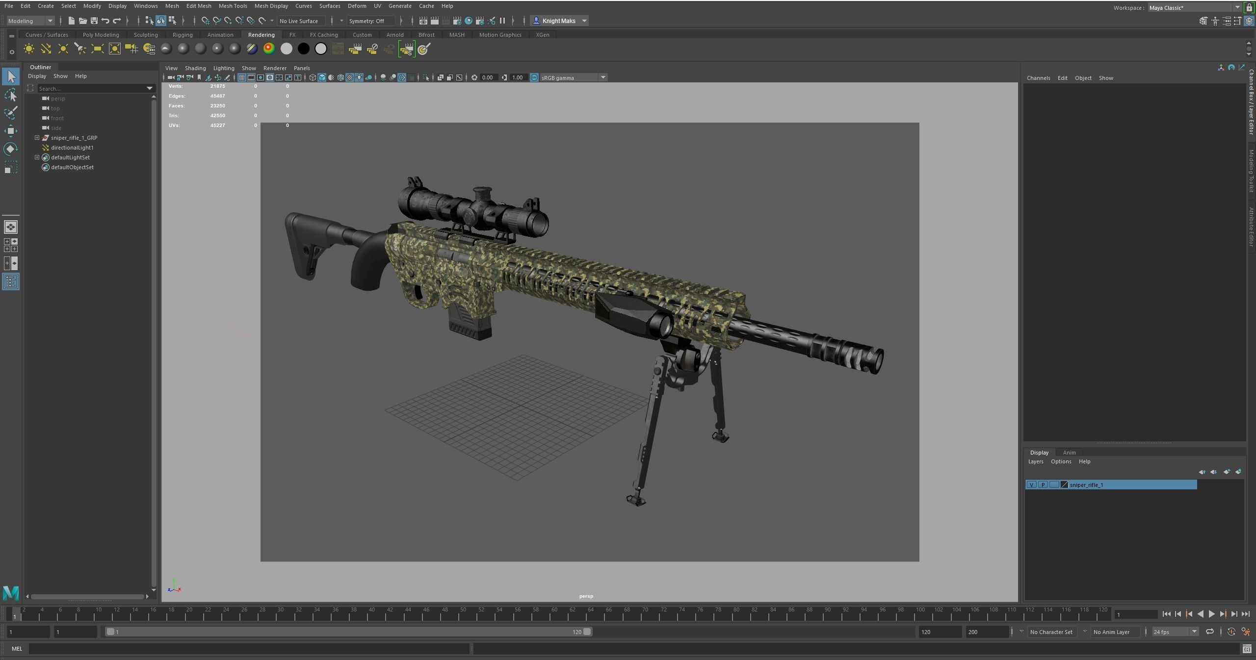 Sniper Rifle 1 Used Low-poly 3D model_22