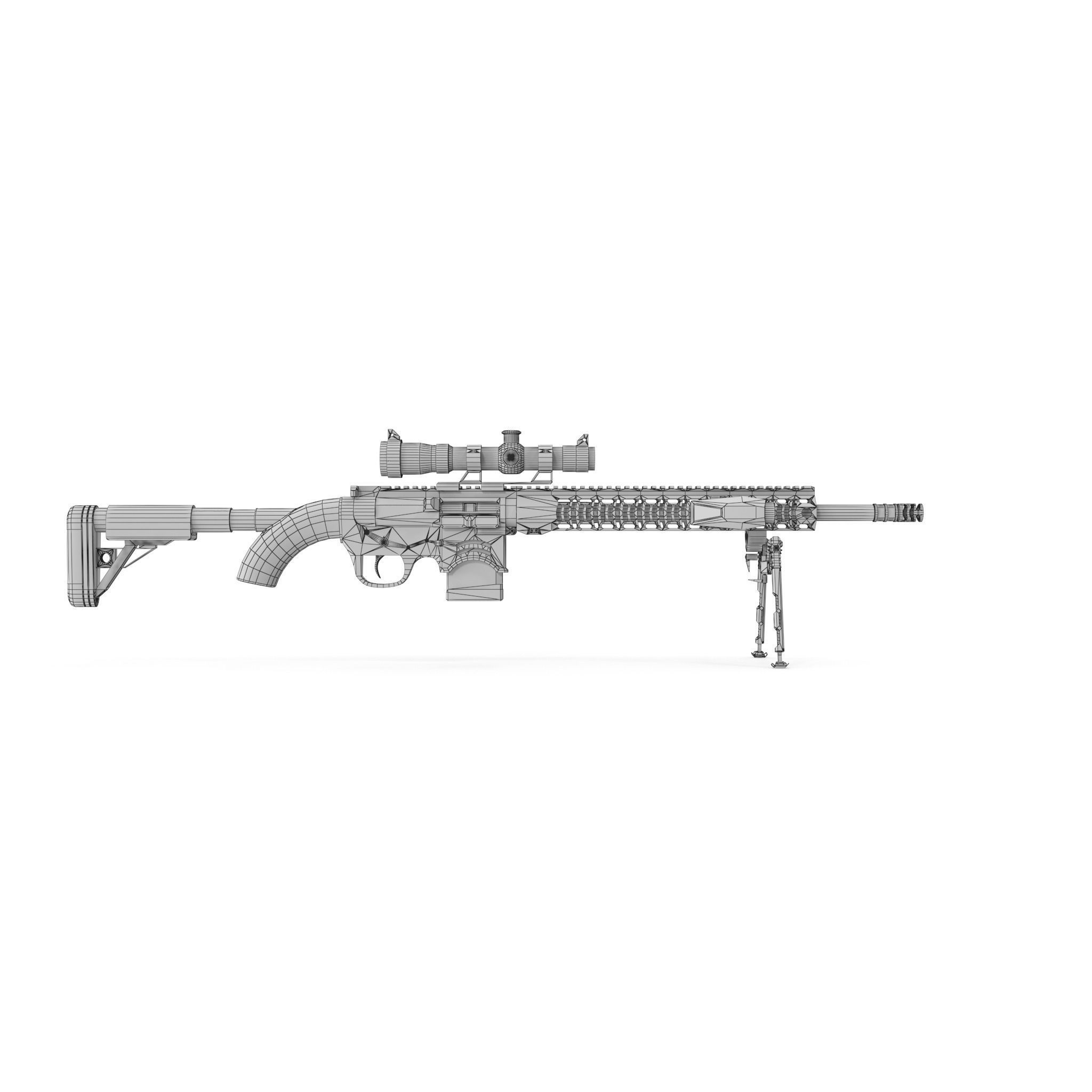 Sniper Rifle 1 Used Low-poly 3D model_14