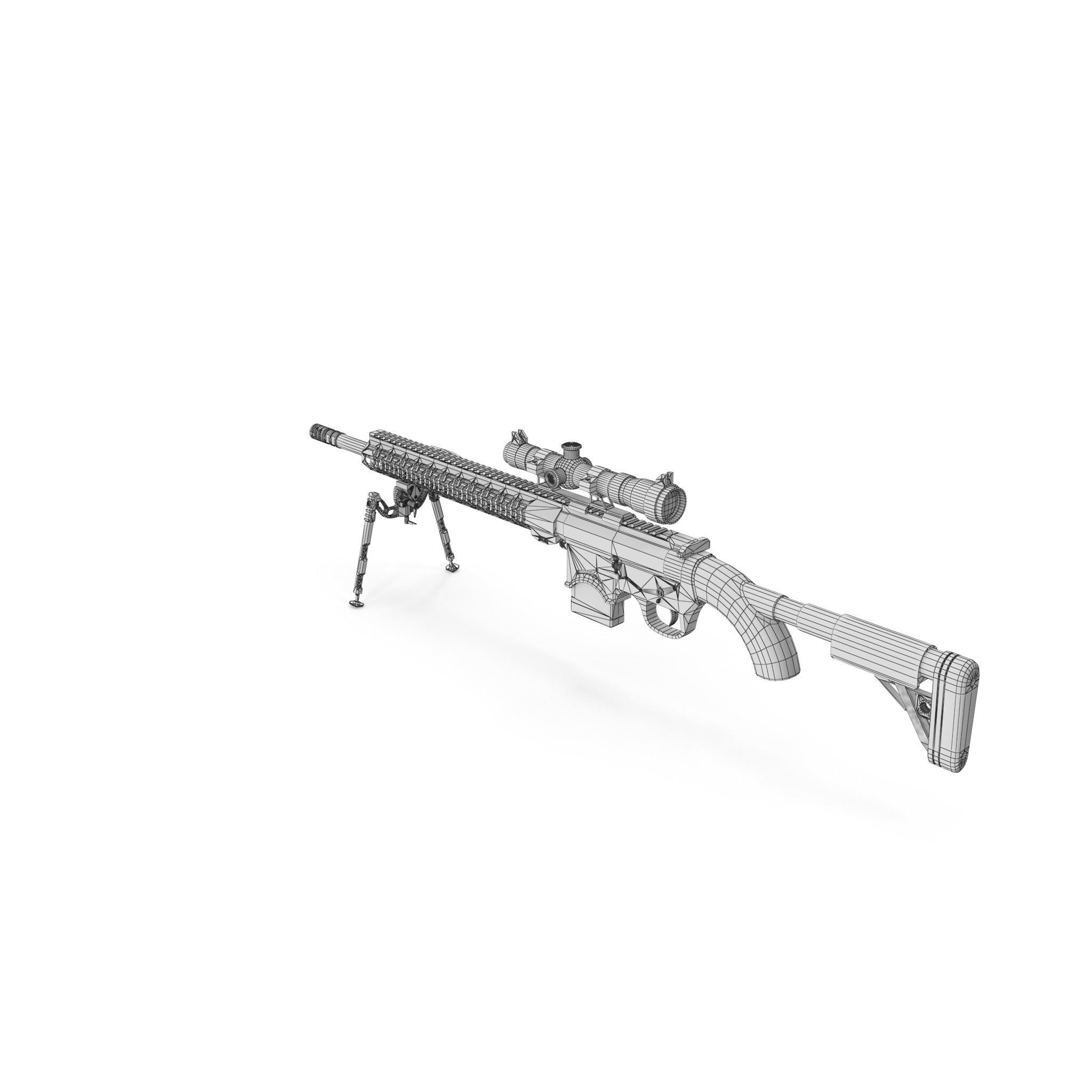 Sniper Rifle 1 Used Low-poly 3D model_13