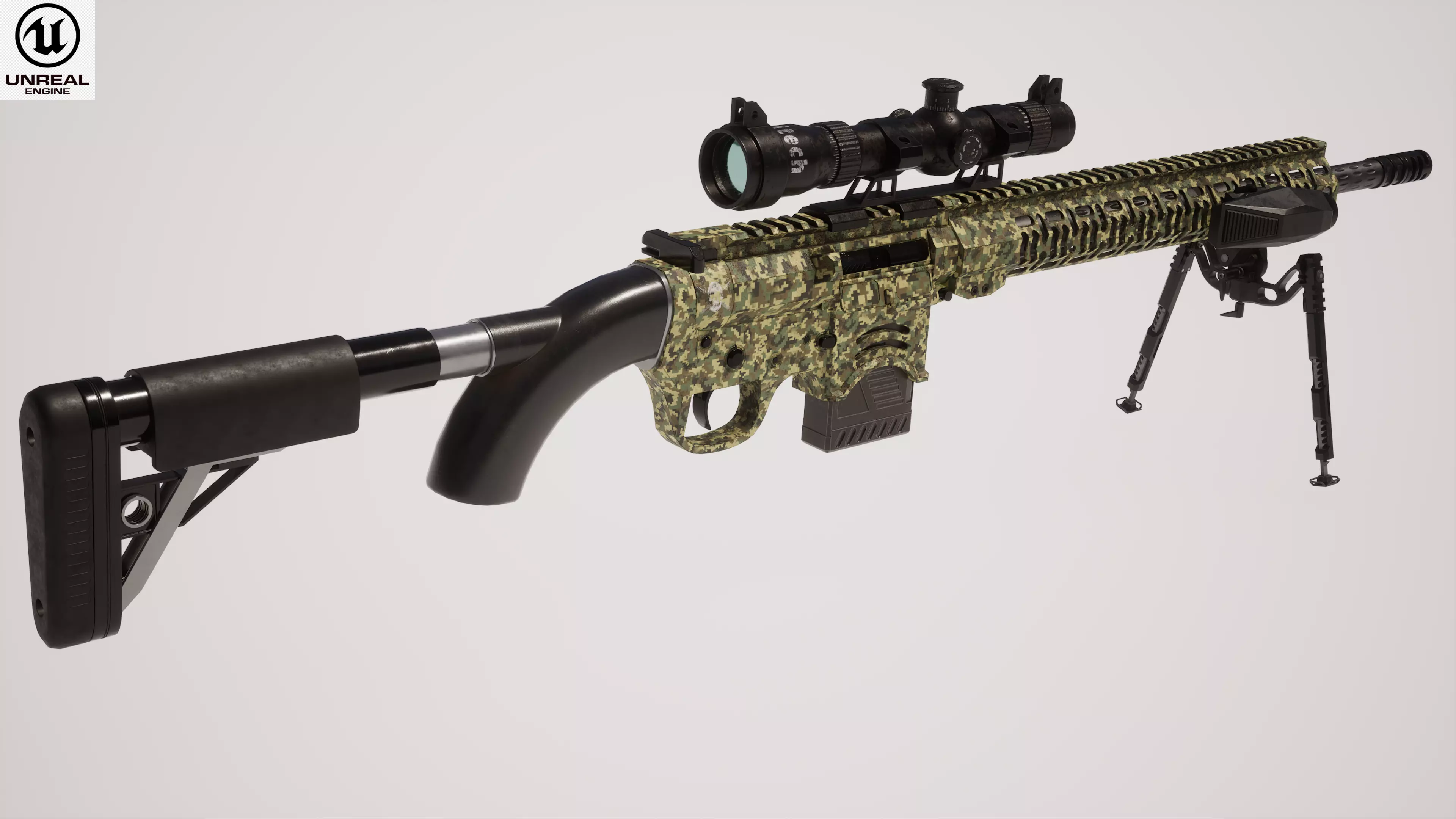 Sniper Rifle 1 Used Low-poly 3D model_0