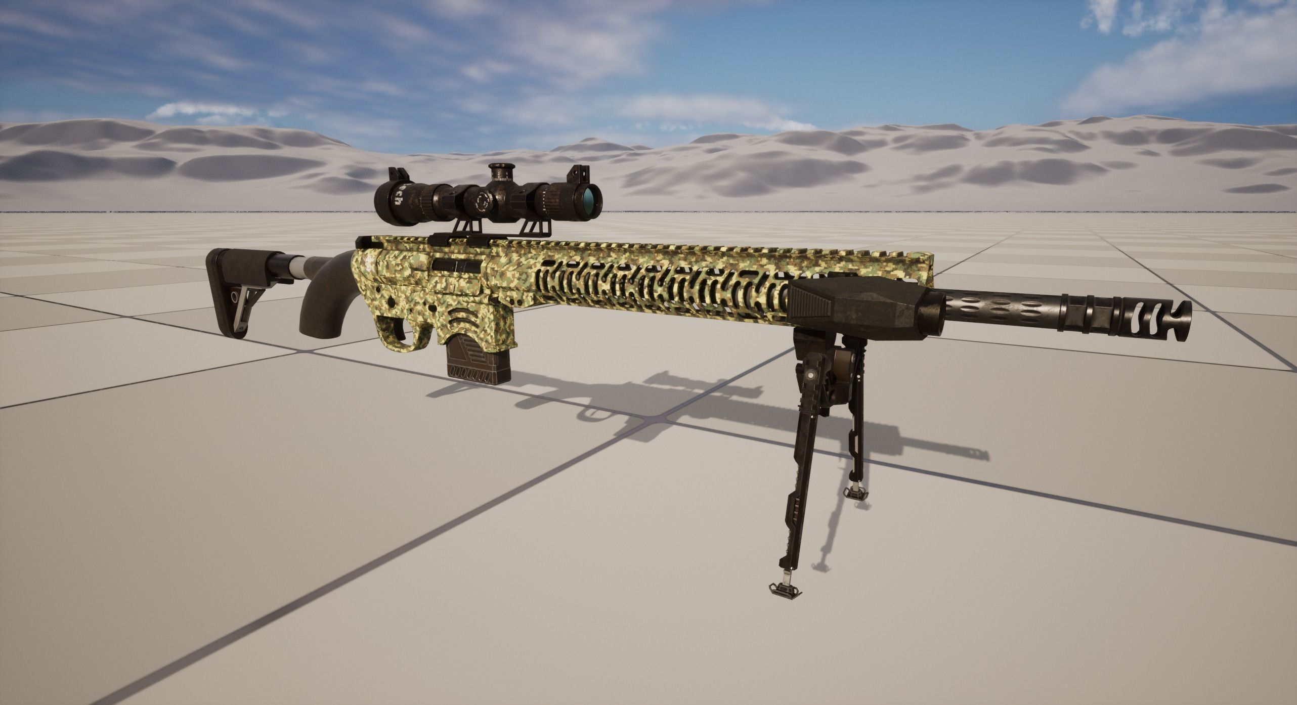 Sniper Rifle 1 Used Low-poly 3D model_10
