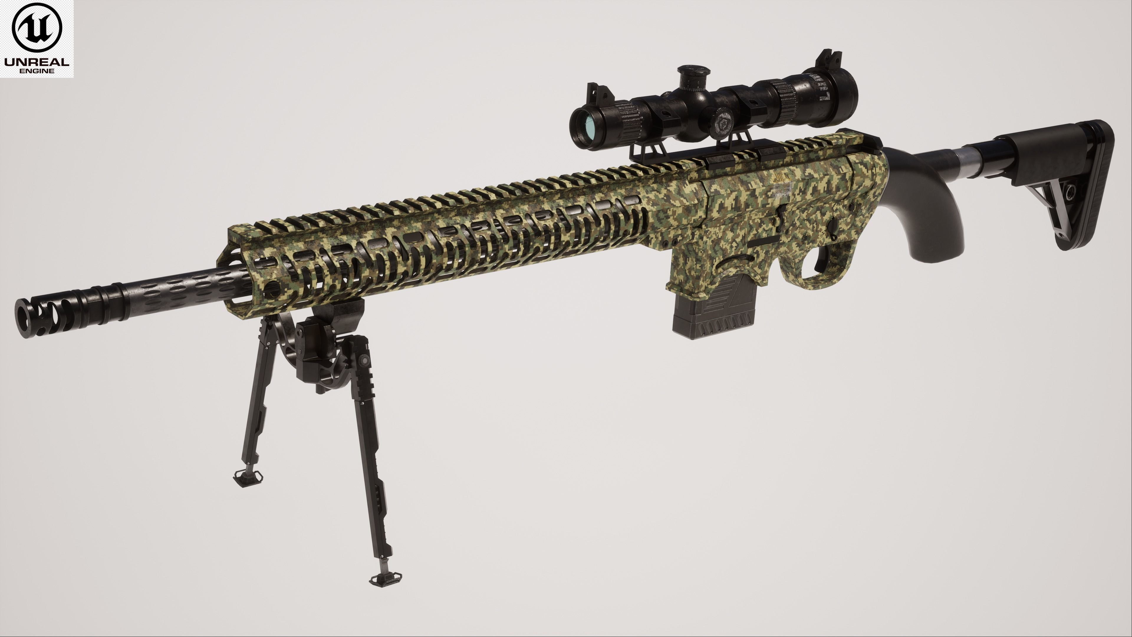 Sniper Rifle 1 Used Low-poly 3D model_1