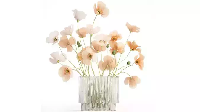 Bouquet of wildflowers in a glass vase with poppy 419