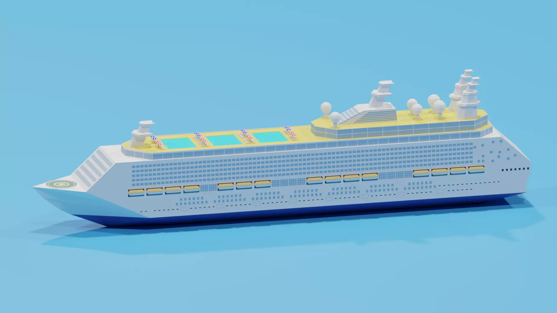 Cartoon Cruise Ship 3D model_0