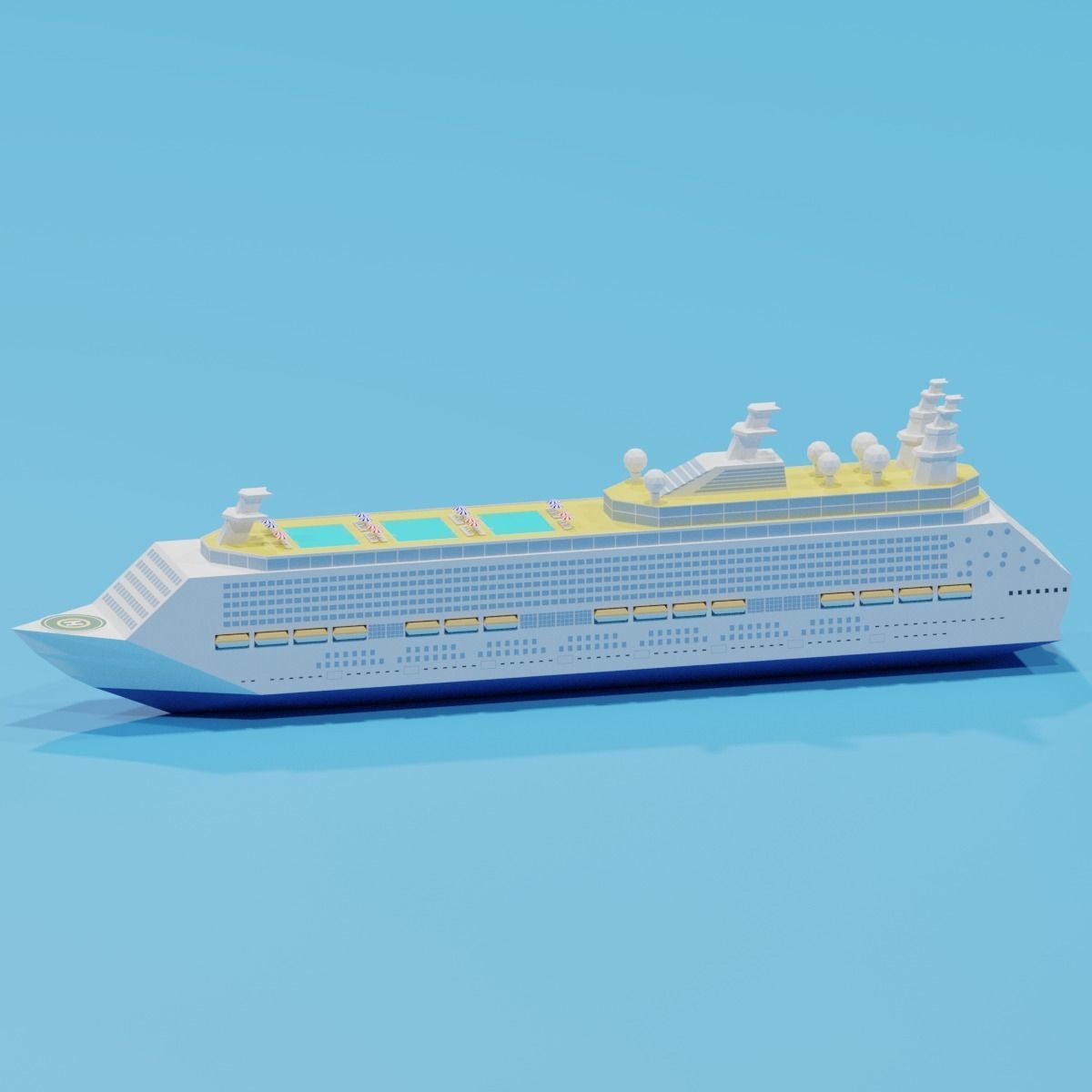 Cartoon Cruise Ship 3D model_12