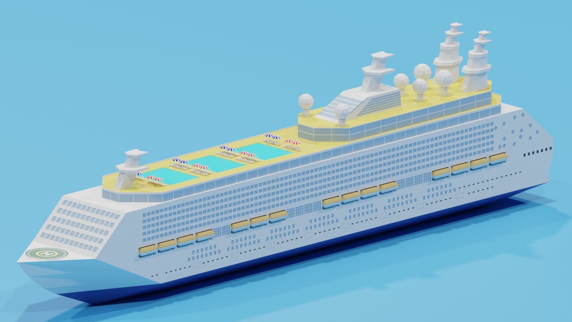 Cartoon Cruise Ship 3D model_14