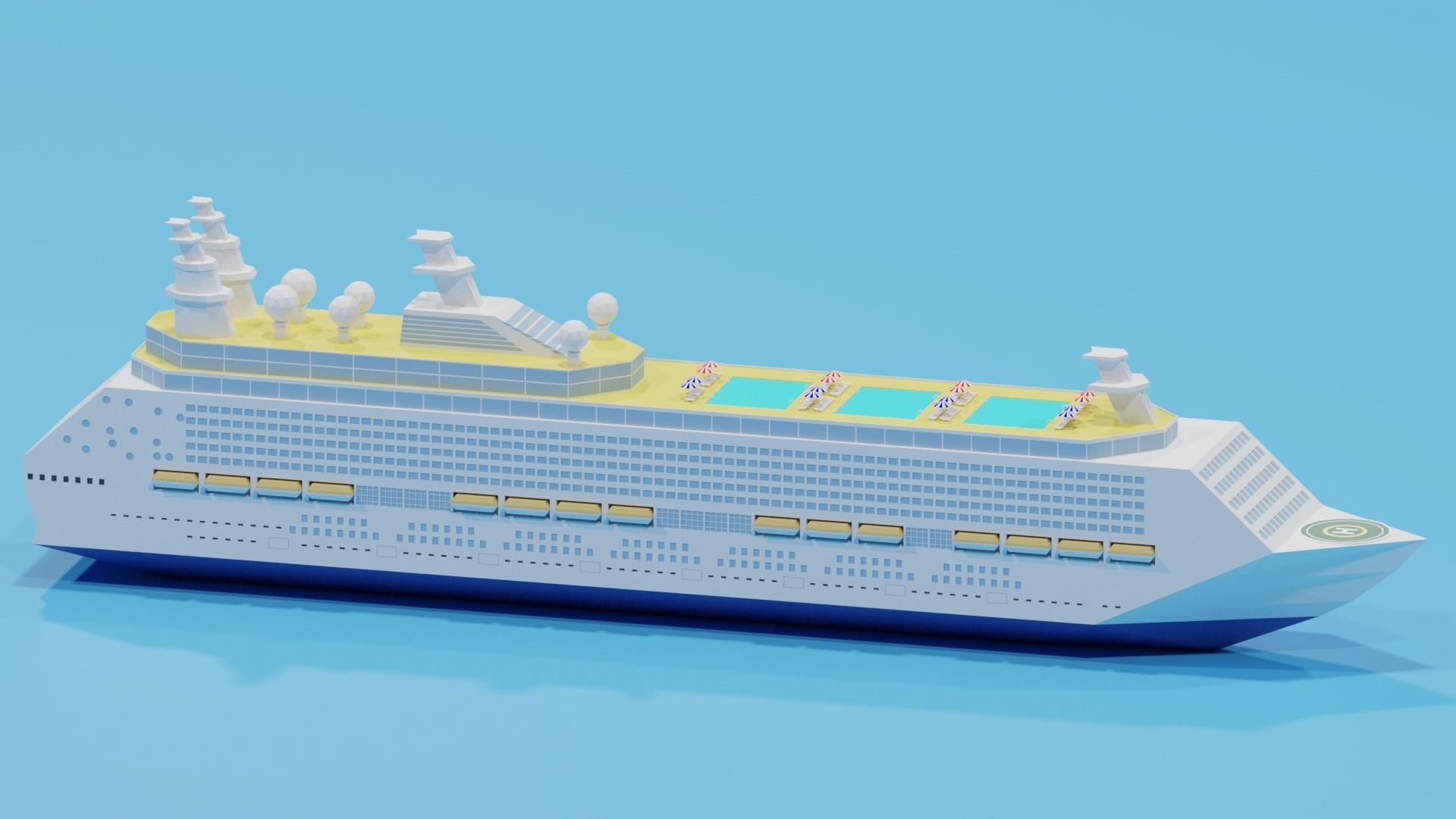 Cartoon Cruise Ship 3D model_10