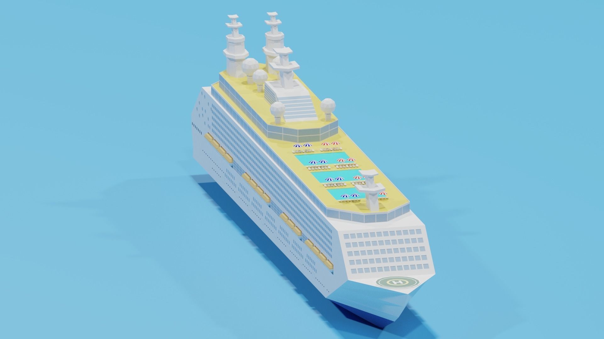 Cartoon Cruise Ship 3D model_6