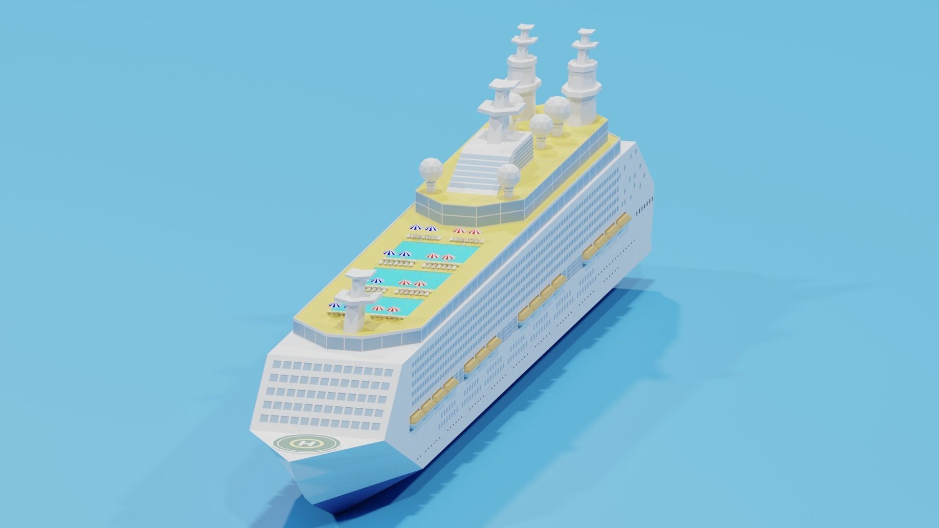 Cartoon Cruise Ship 3D model_4