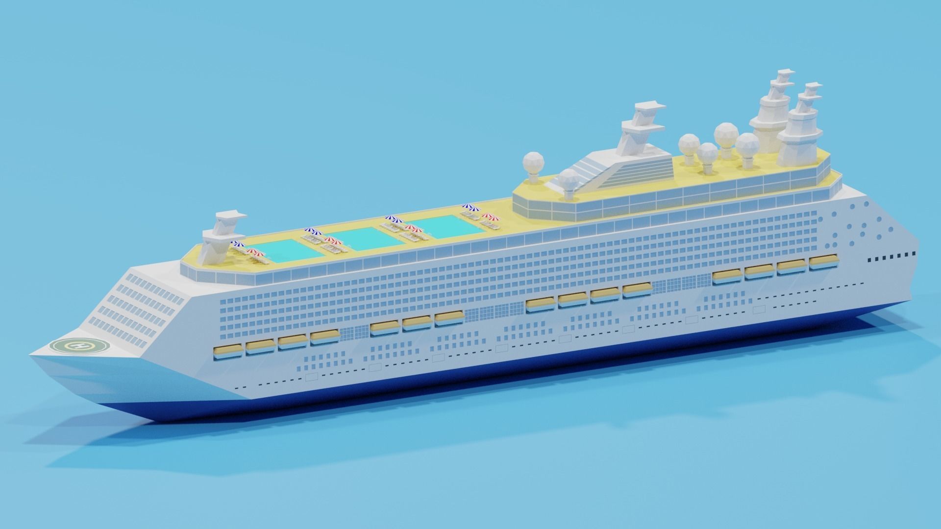 Cartoon Cruise Ship 3D model_1