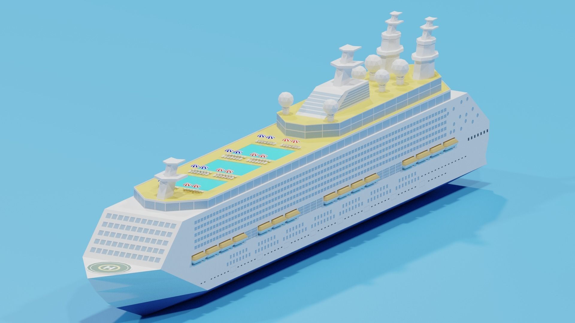 Cartoon Cruise Ship 3D model_3