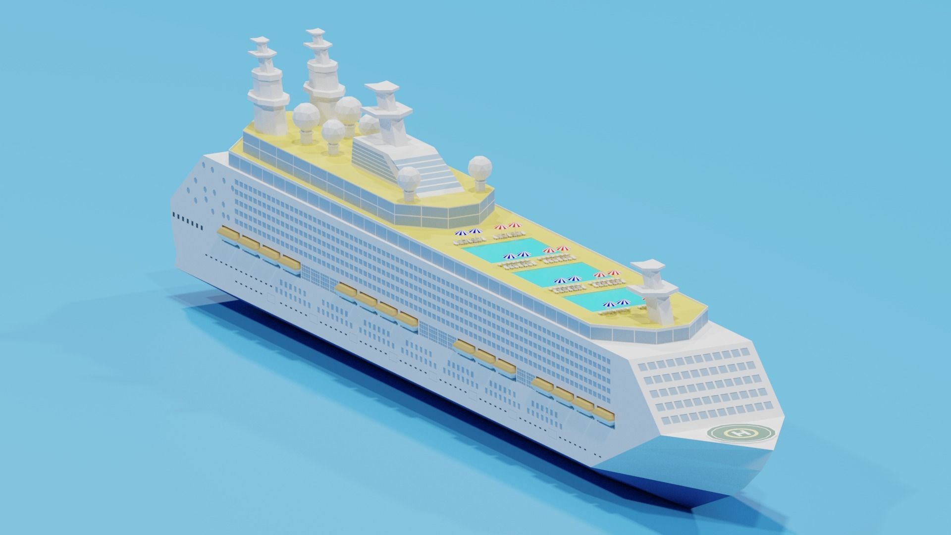 Cartoon Cruise Ship 3D model_7