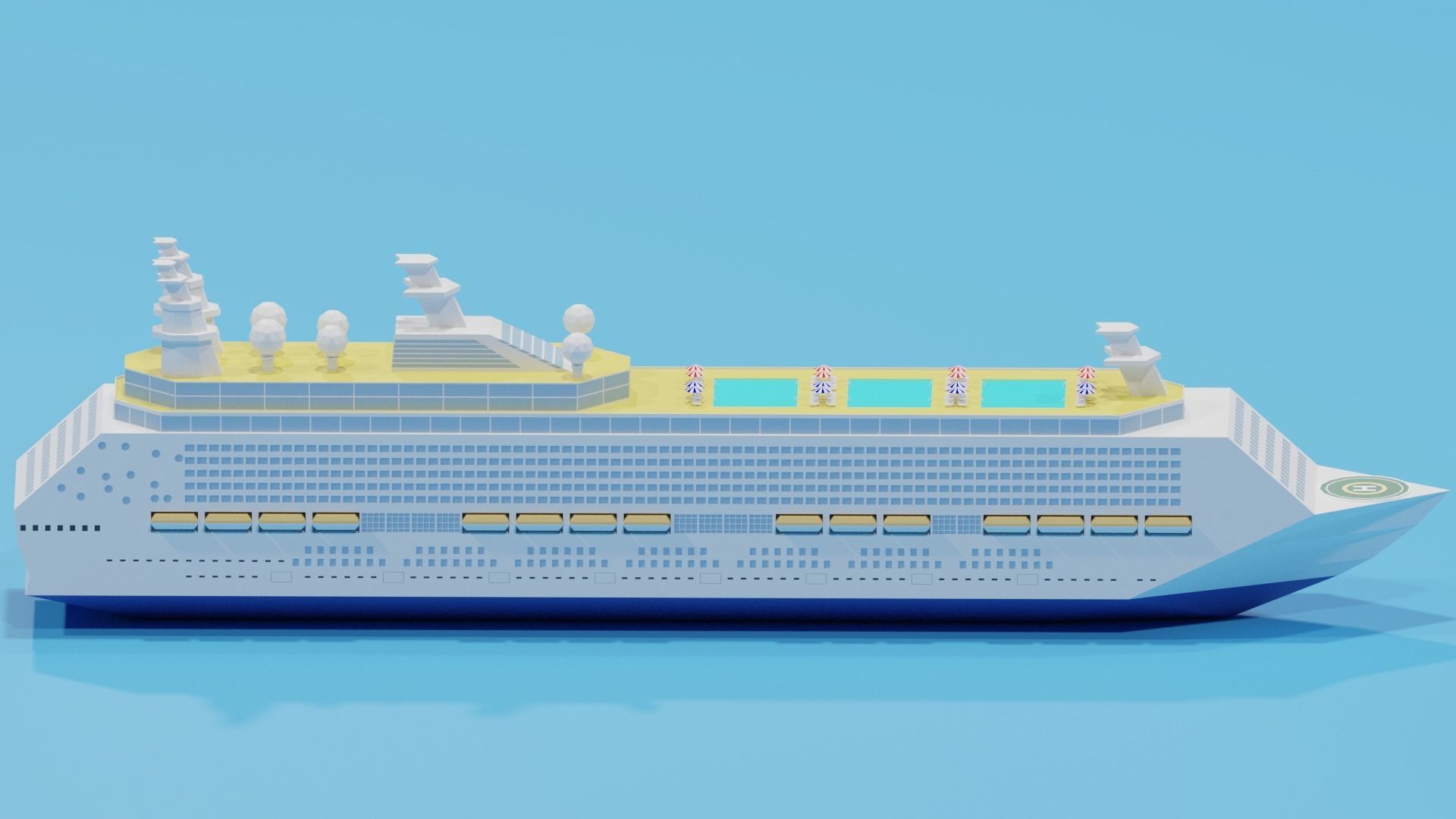 Cartoon Cruise Ship 3D model_11