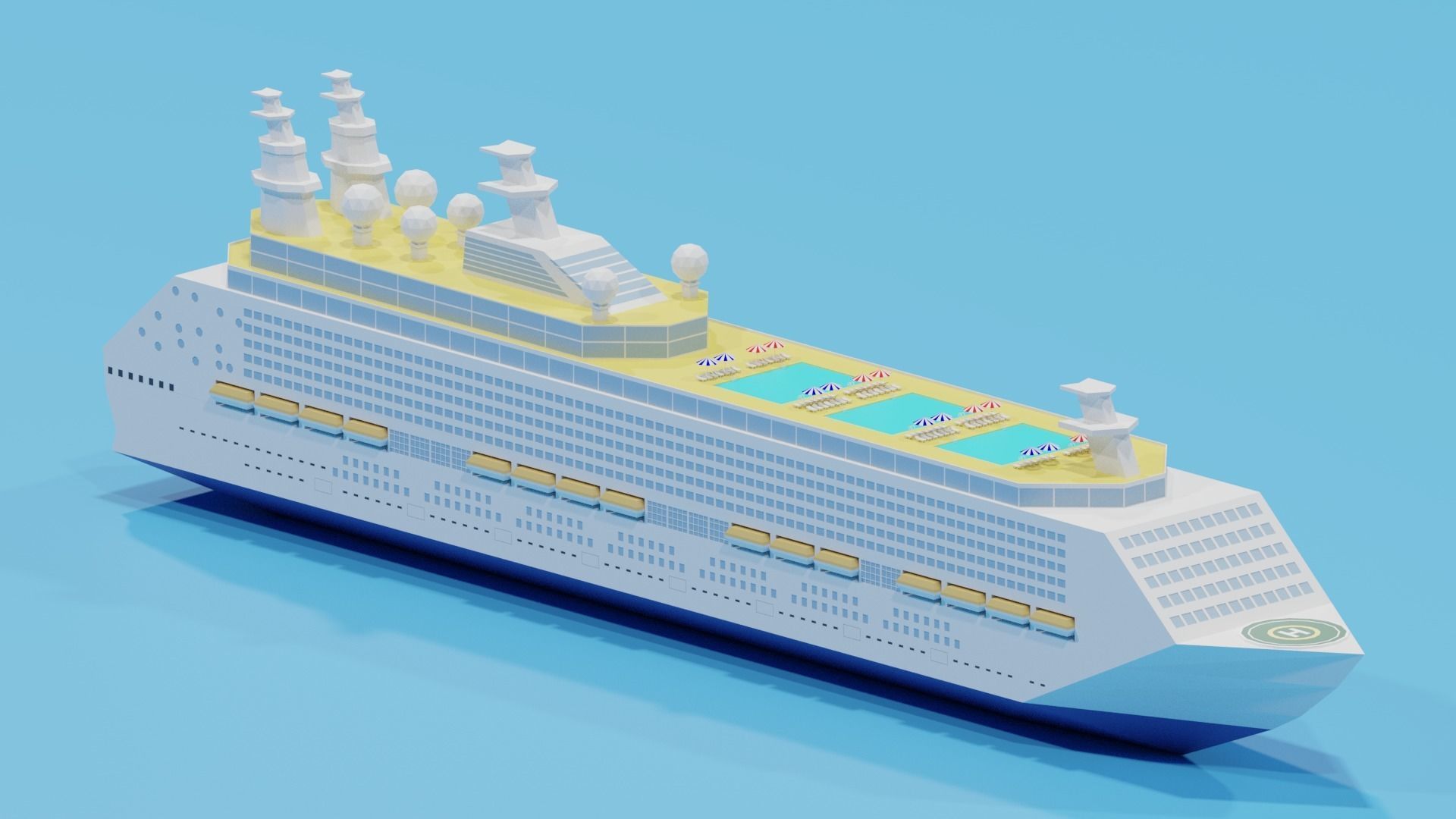 Cartoon Cruise Ship 3D model_8