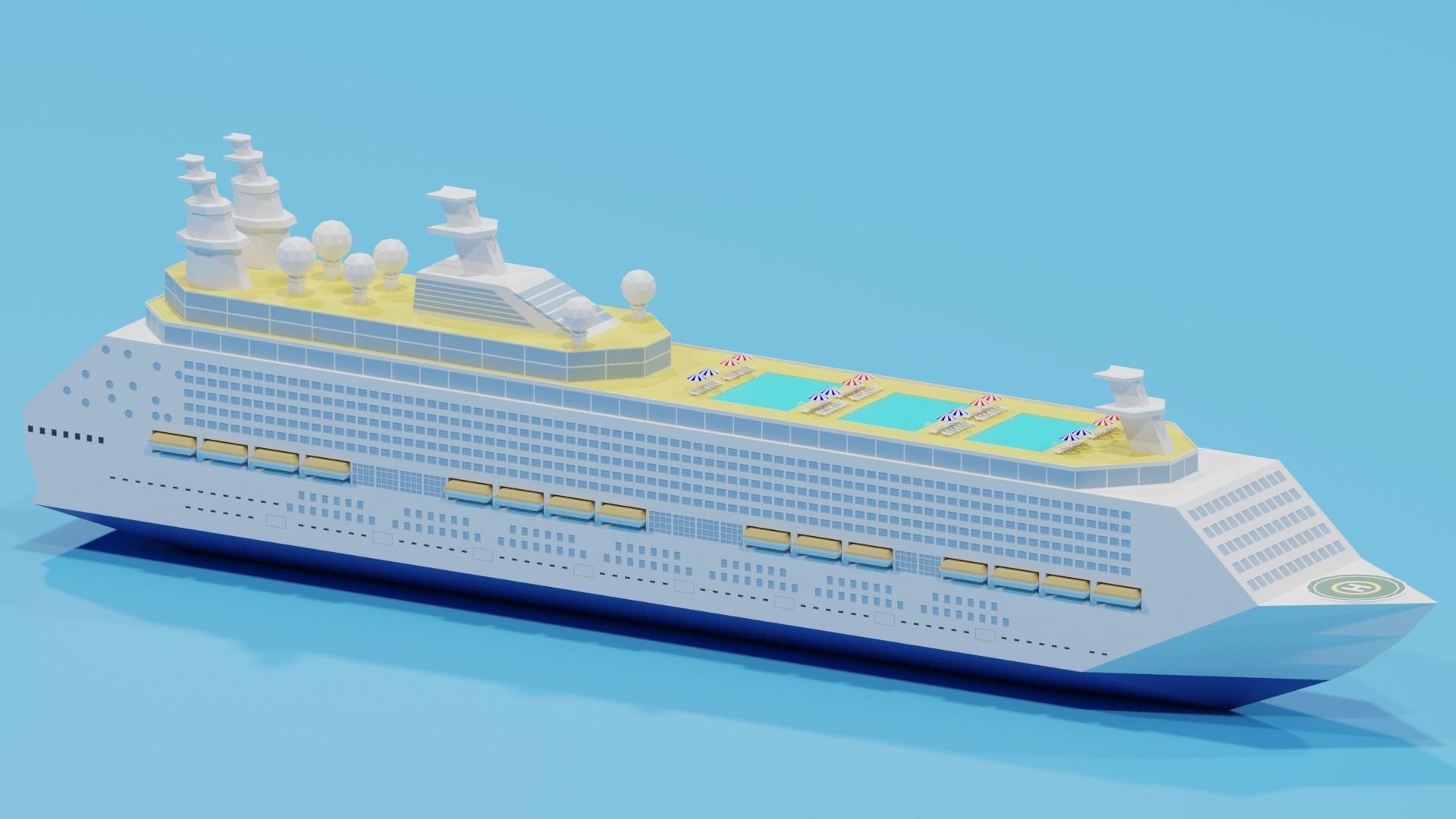 Cartoon Cruise Ship 3D model_9