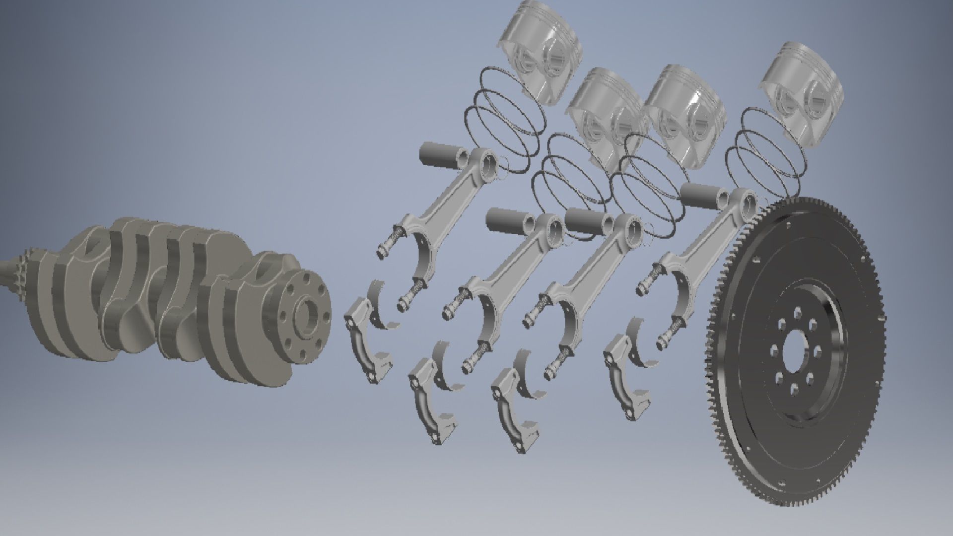 CRANKSHAFT four engine 3D model_8