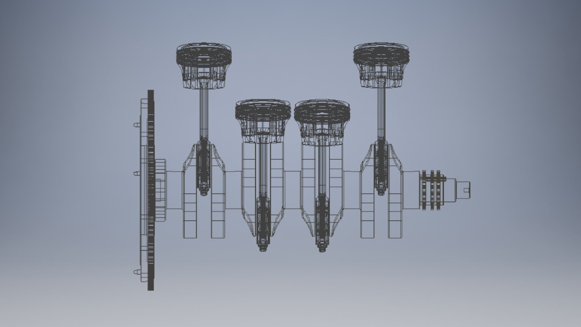 CRANKSHAFT four engine 3D model_11