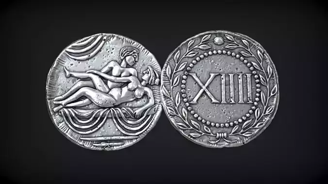 Spintria Rare Ancient Roman Token Antique Coin Number XIIII 3D print model