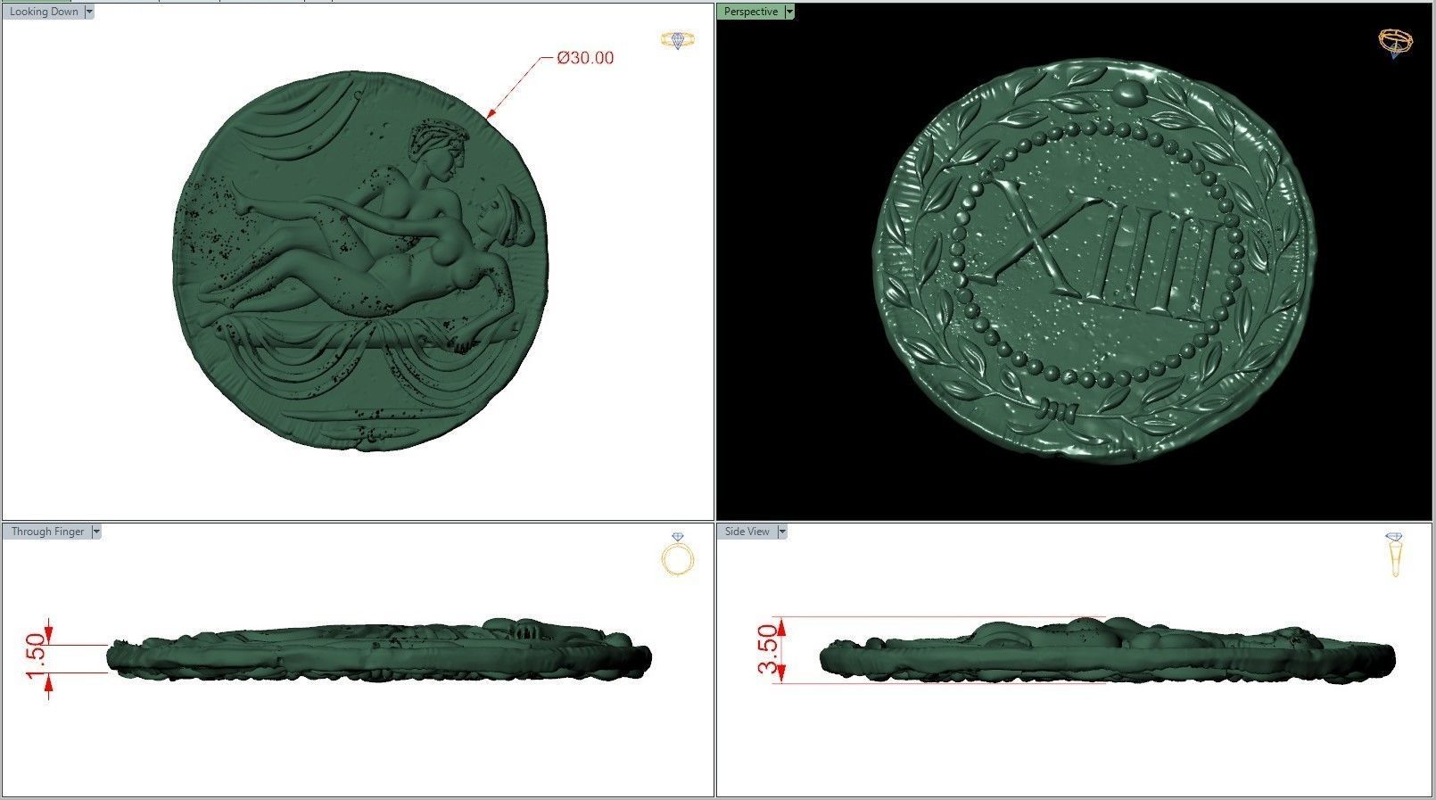 Spintria Rare Ancient Roman Token Antique Coin Number XIIII 3D print model_6