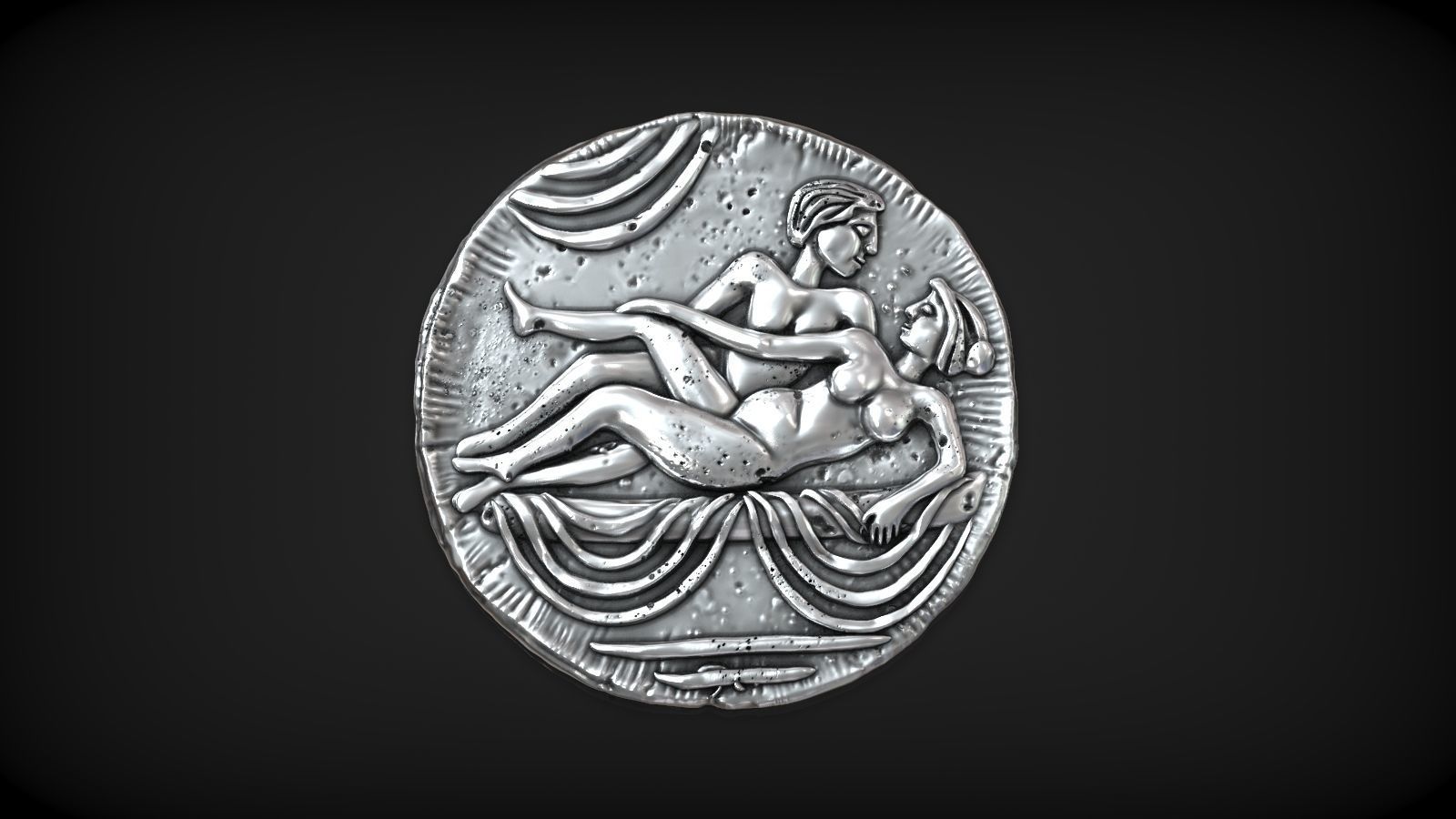 Spintria Rare Ancient Roman Token Antique Coin Number XIIII 3D print model_1