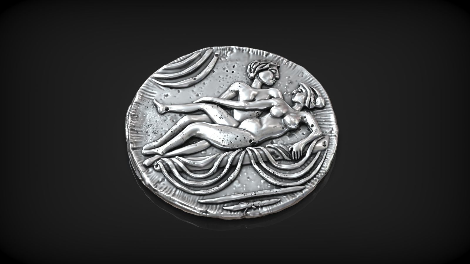 Spintria Rare Ancient Roman Token Antique Coin Number XIIII 3D print model_3