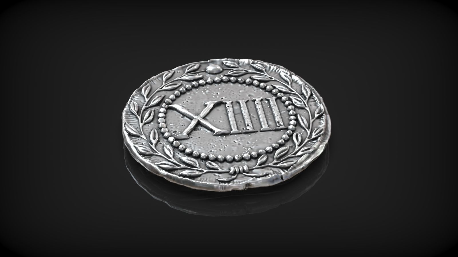 Spintria Rare Ancient Roman Token Antique Coin Number XIIII 3D print model_4