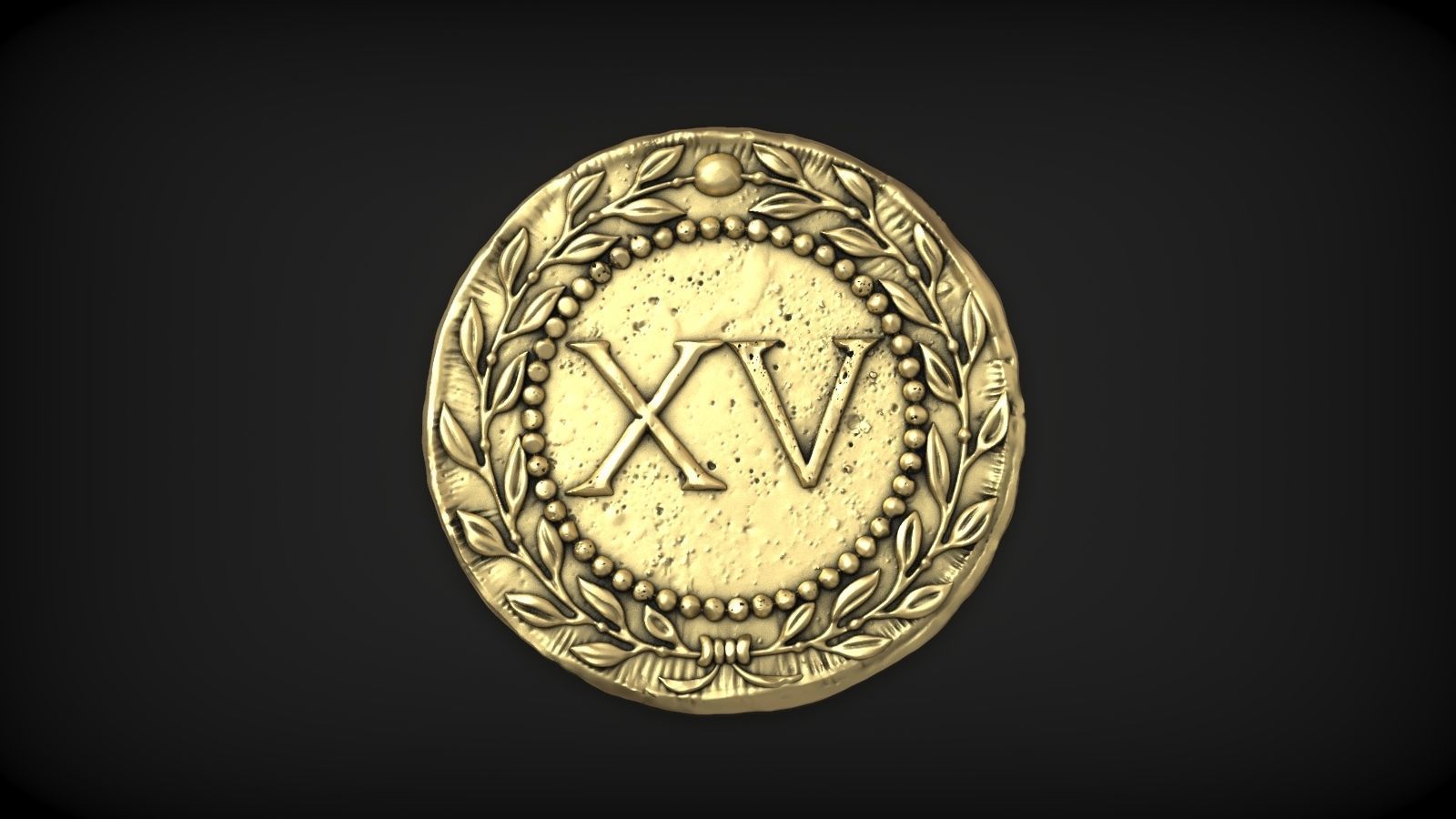 Spintria Rare Ancient Roman Token Antique Coin Number XV 3D print model_2