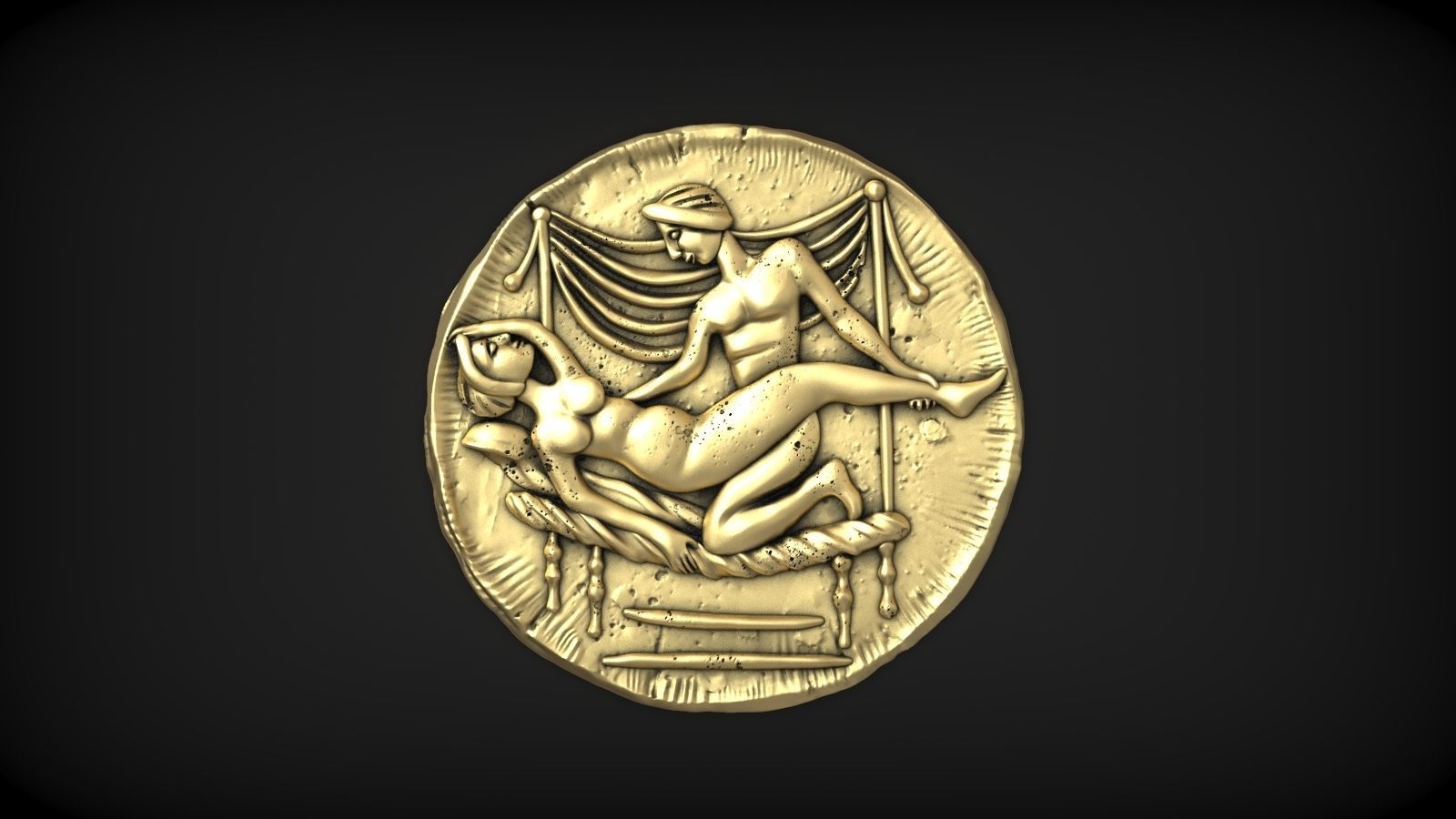 Spintria Rare Ancient Roman Token Antique Coin Number XV 3D print model_1