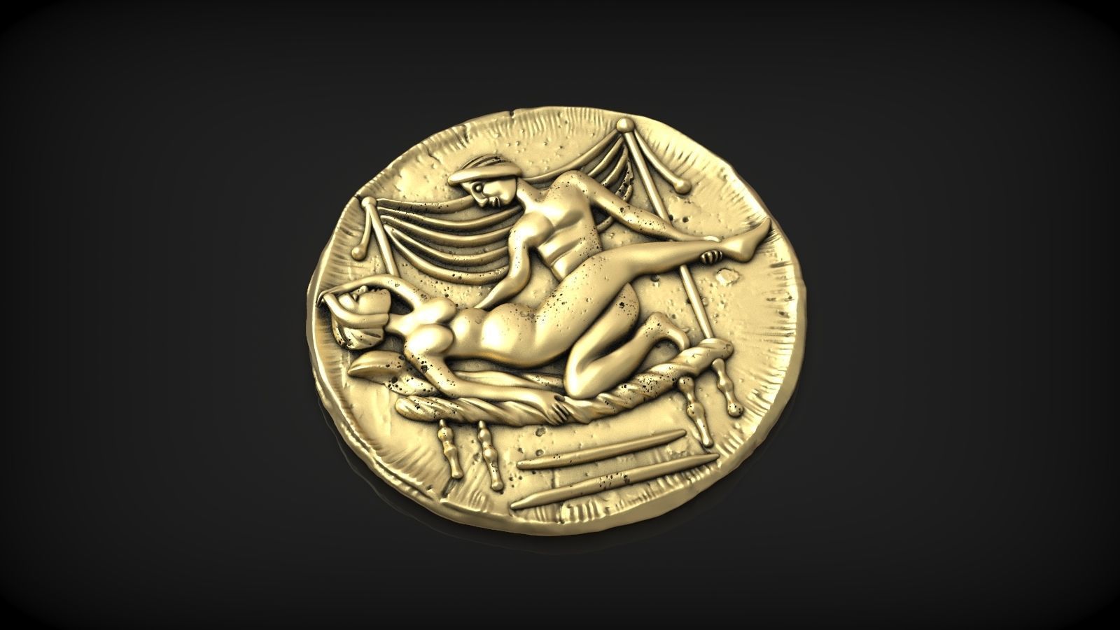 Spintria Rare Ancient Roman Token Antique Coin Number XV 3D print model_3