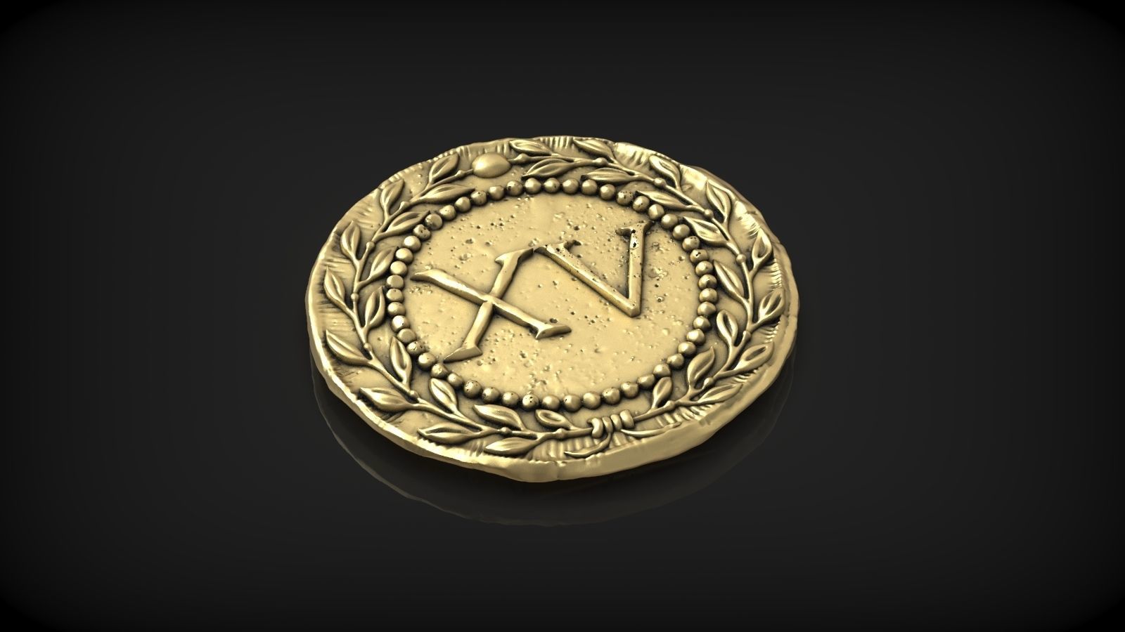 Spintria Rare Ancient Roman Token Antique Coin Number XV 3D print model_4