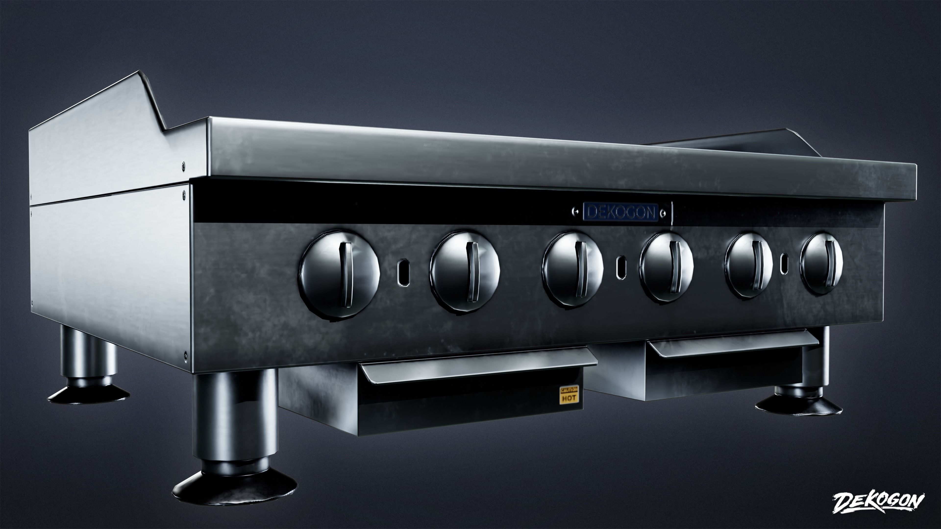 KITCHEN - Countertop Charboiler 01 - LOW POLY Low-poly 3D model_6