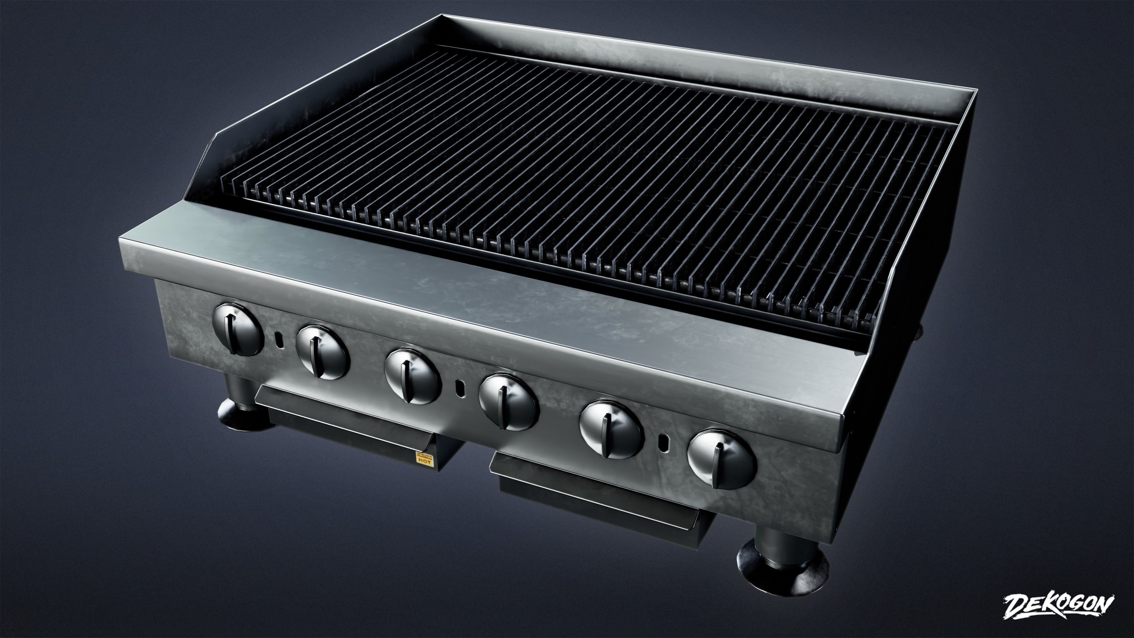 KITCHEN - Countertop Charboiler 01 - LOW POLY Low-poly 3D model_5