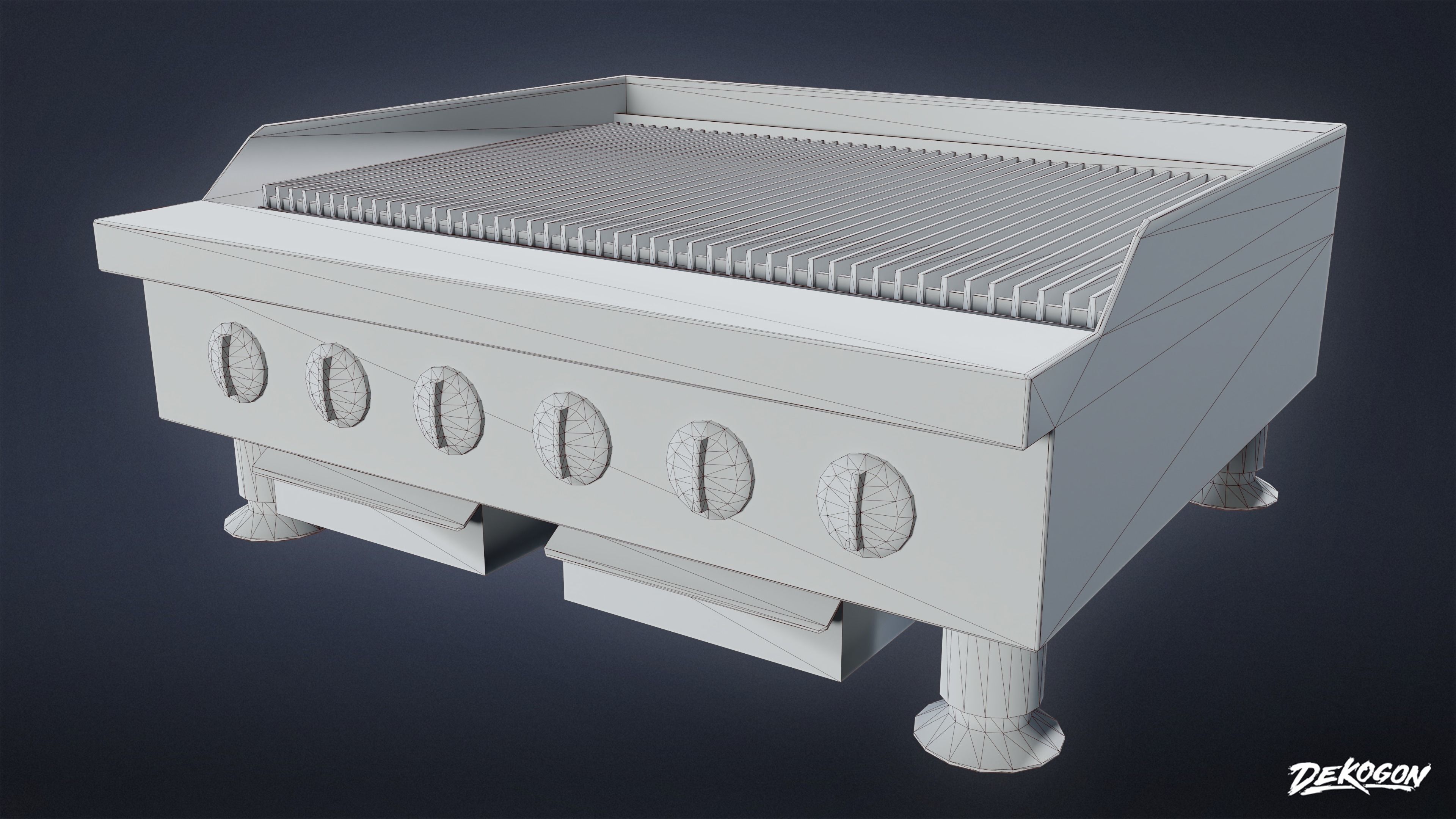 KITCHEN - Countertop Charboiler 01 - LOW POLY Low-poly 3D model_1