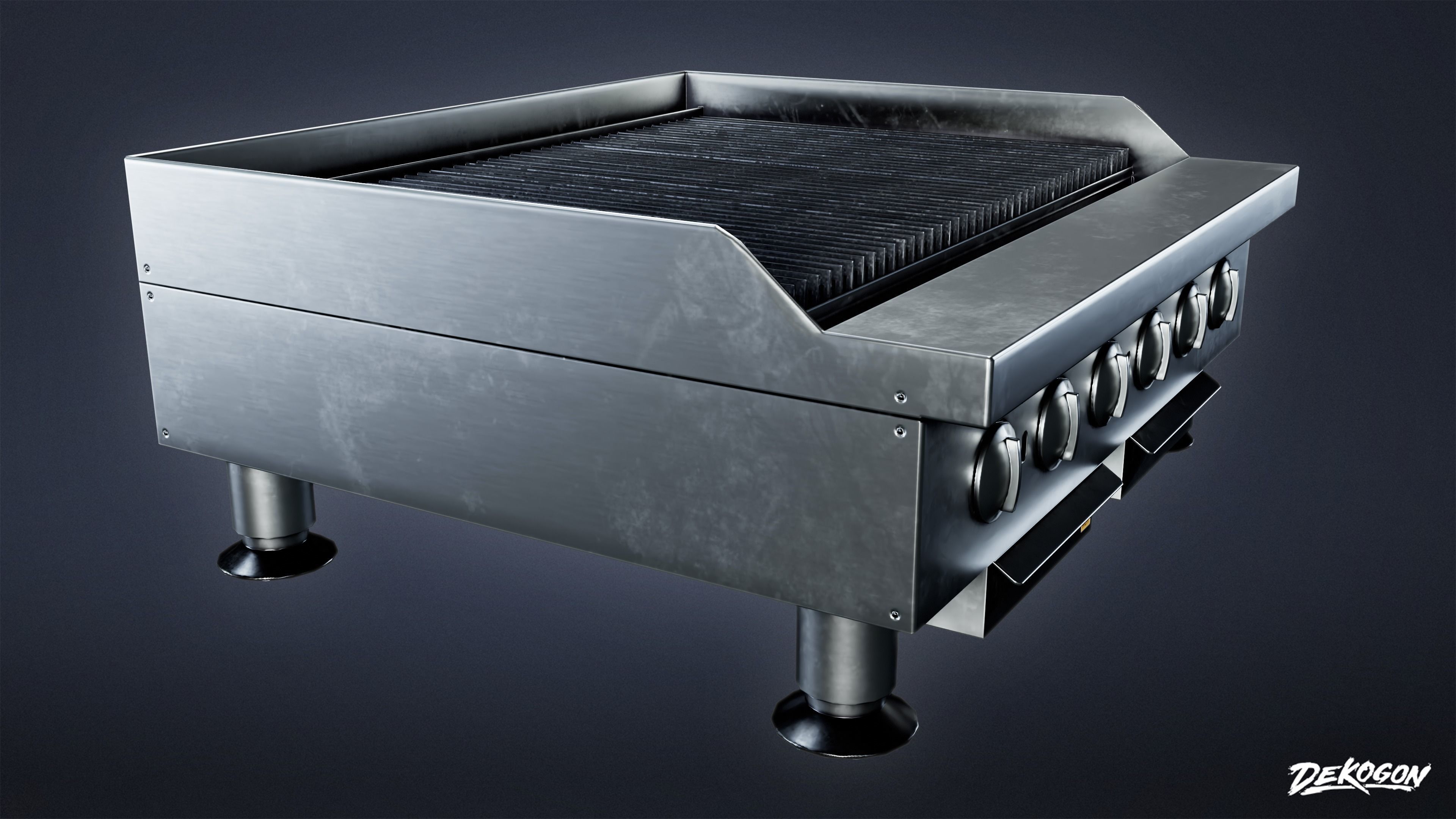 KITCHEN - Countertop Charboiler 01 - LOW POLY Low-poly 3D model_3