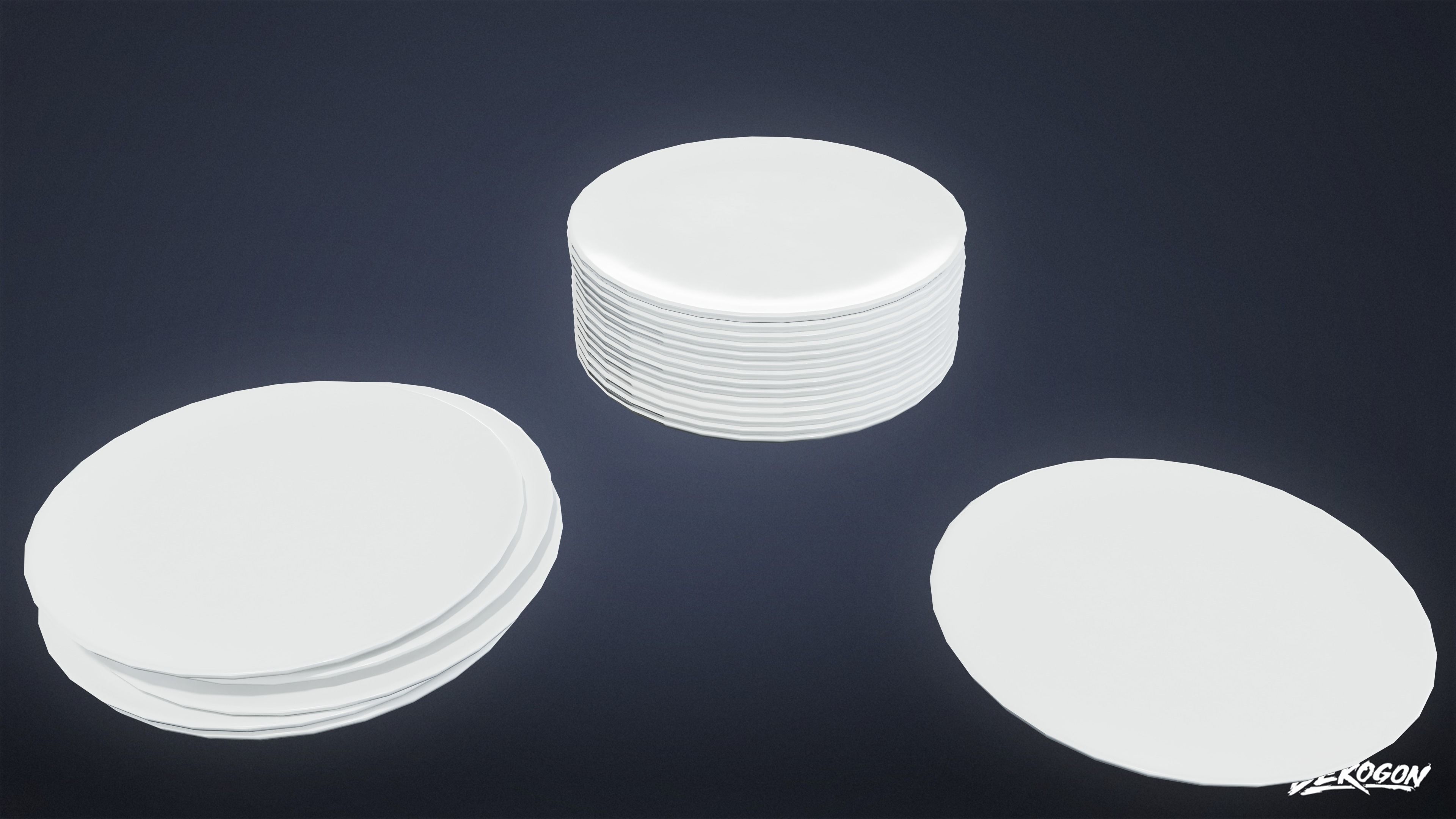 KITCHEN - Dish Set 01 - LOW POLY Low-poly 3D model_5