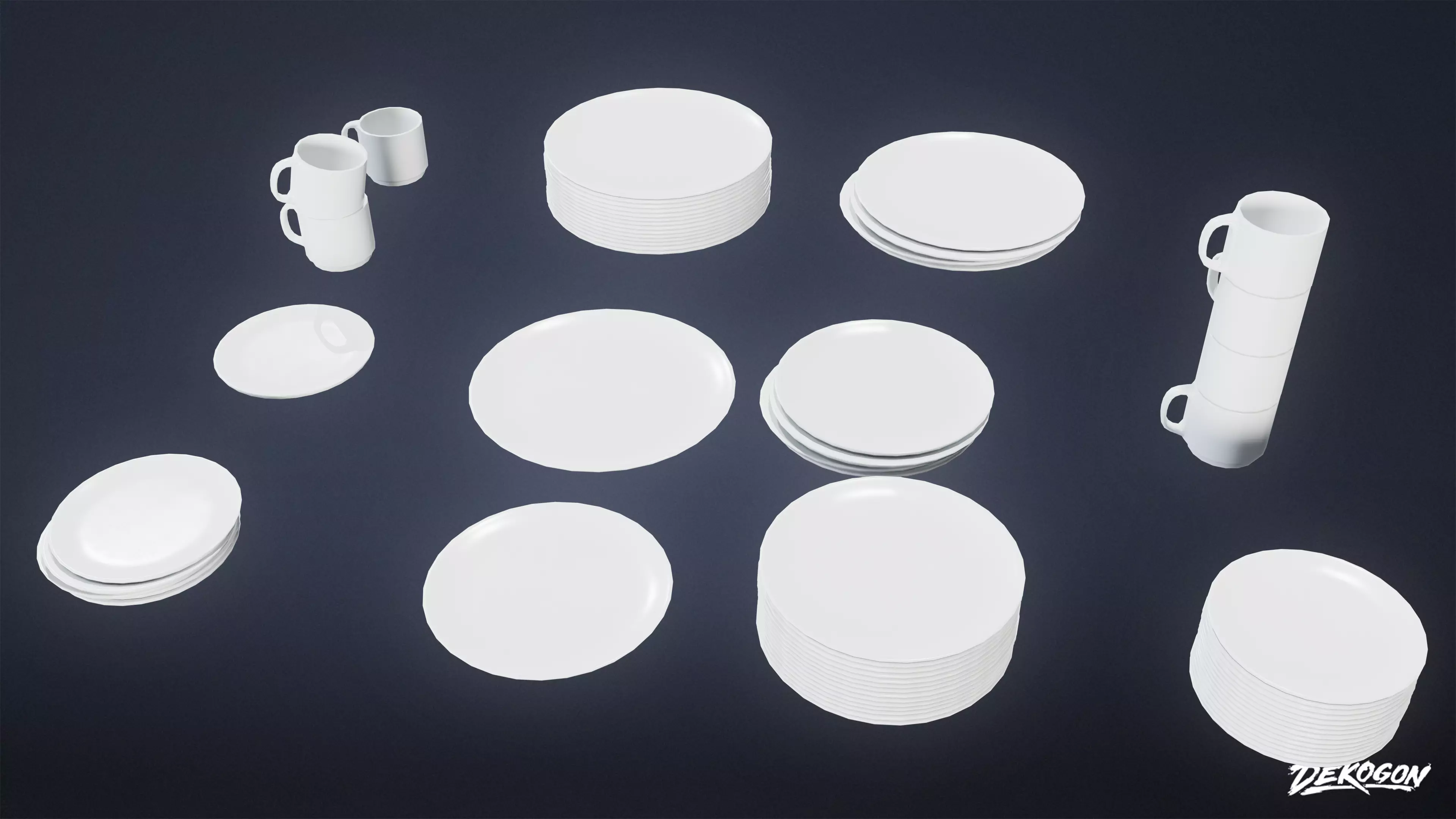 KITCHEN - Dish Set 01 - LOW POLY Low-poly 3D model_0