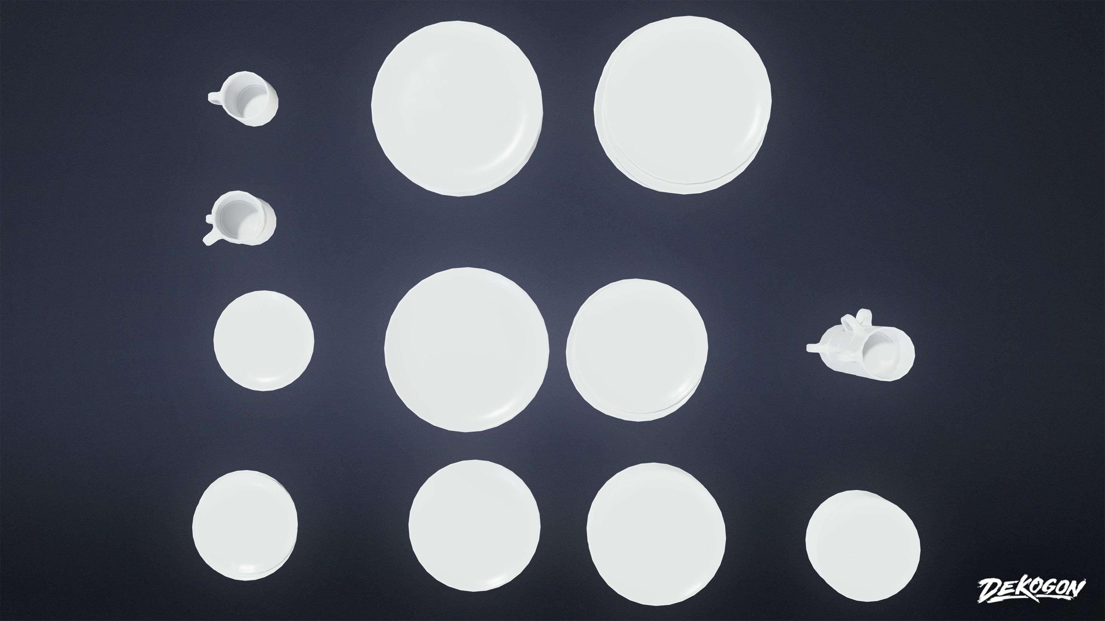 KITCHEN - Dish Set 01 - LOW POLY Low-poly 3D model_3