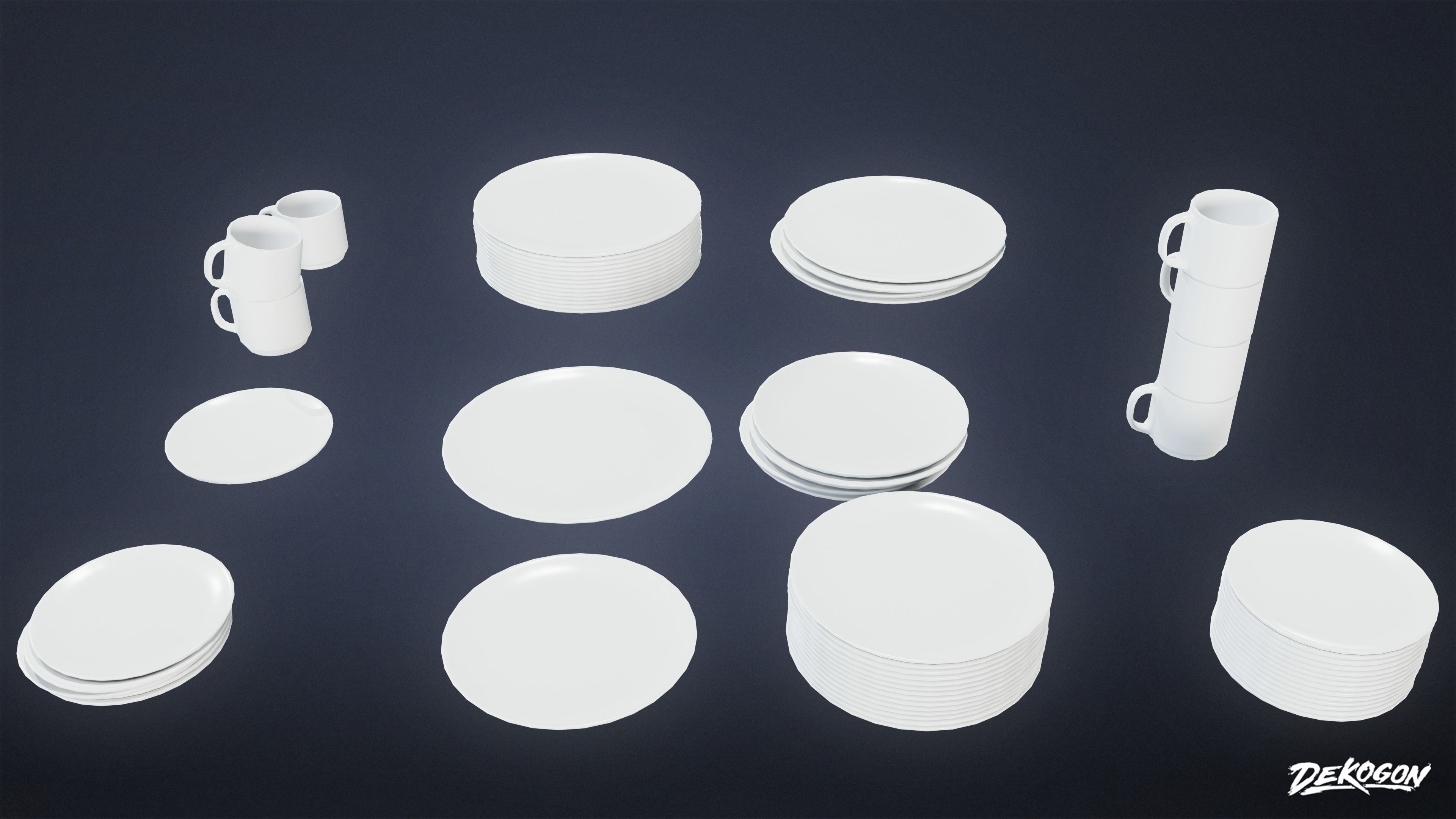 KITCHEN - Dish Set 01 - LOW POLY Low-poly 3D model_2